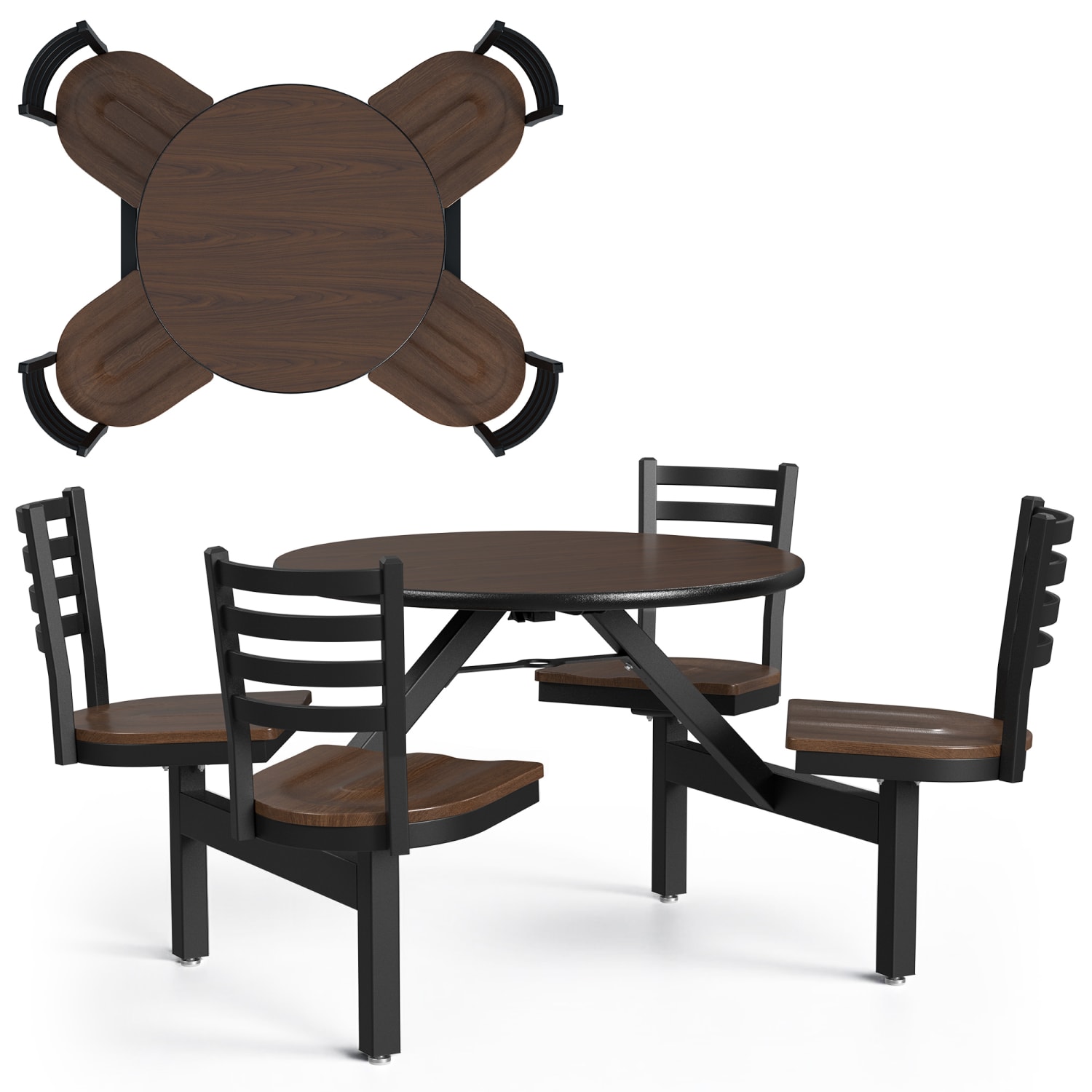 Palmer Hamilton Covey Indoor Cluster Table With 4 Seats, 29in x 54in, Montana Walnut/Walnut - Image 3