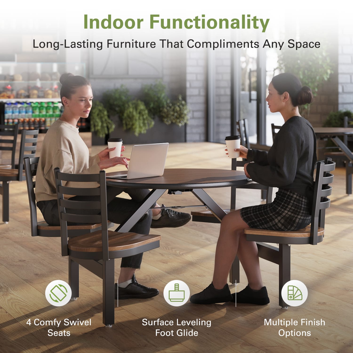 Palmer Hamilton Covey Indoor Cluster Table With 4 Seats, 29in x 54in, Montana Walnut/Walnut - Image 6