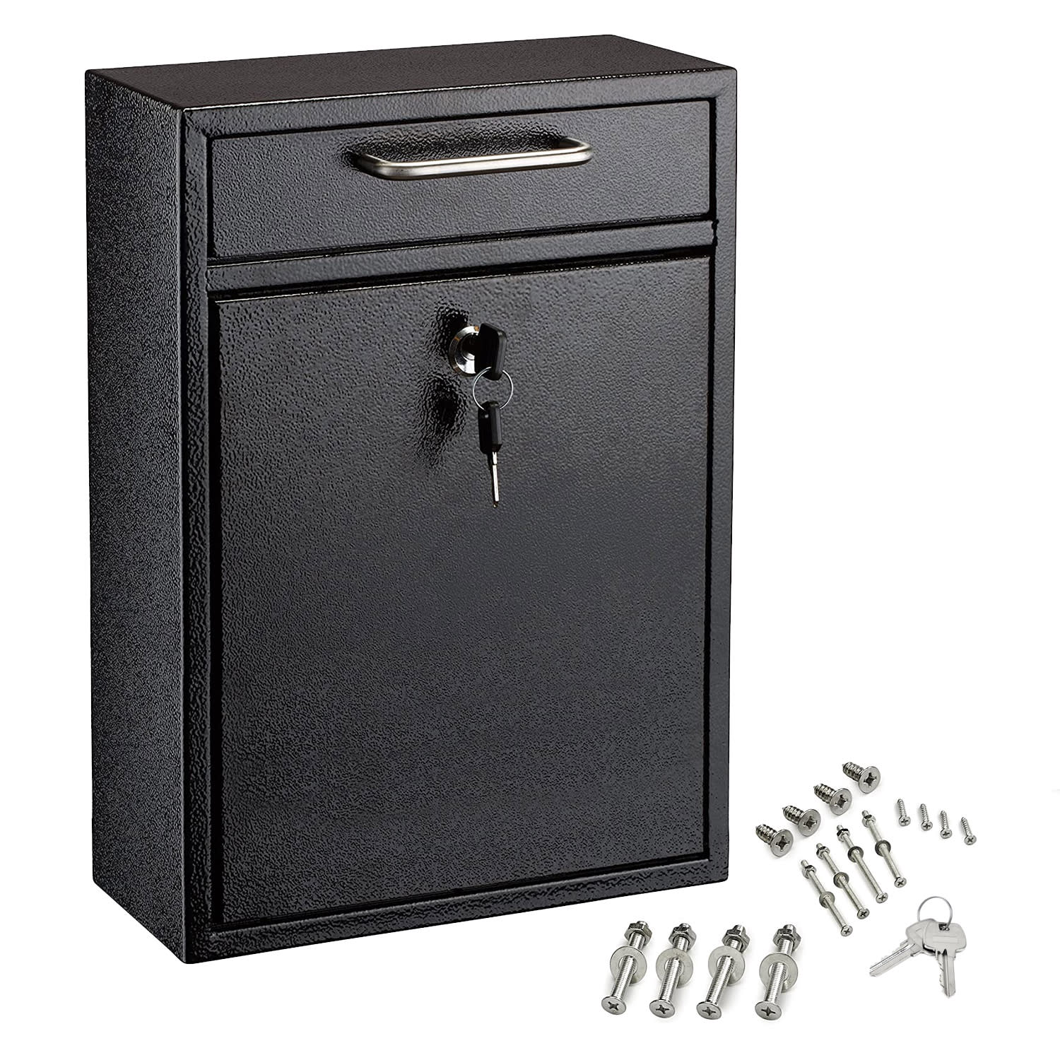 Alpine AdirOffice Large Ultimate Steel Wall Mounted Drop Box Mailbox, 16-1/4inH x 11-1/4inW x 4-3/4inD, Black - Image 3