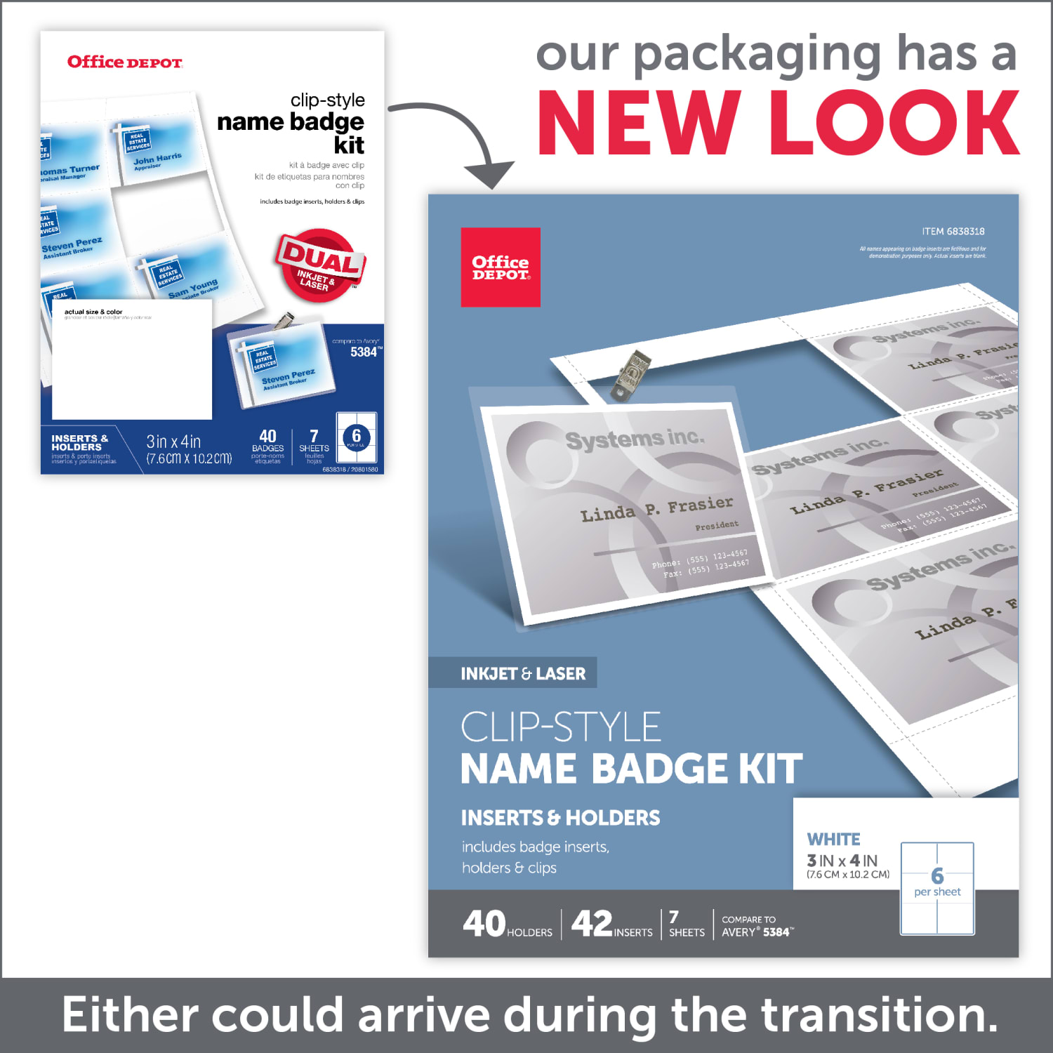 Office Depot Brand Name Badge Kit, Clip-Style, Convention Size, 3in x 4in, Pack of 40 - Image 5