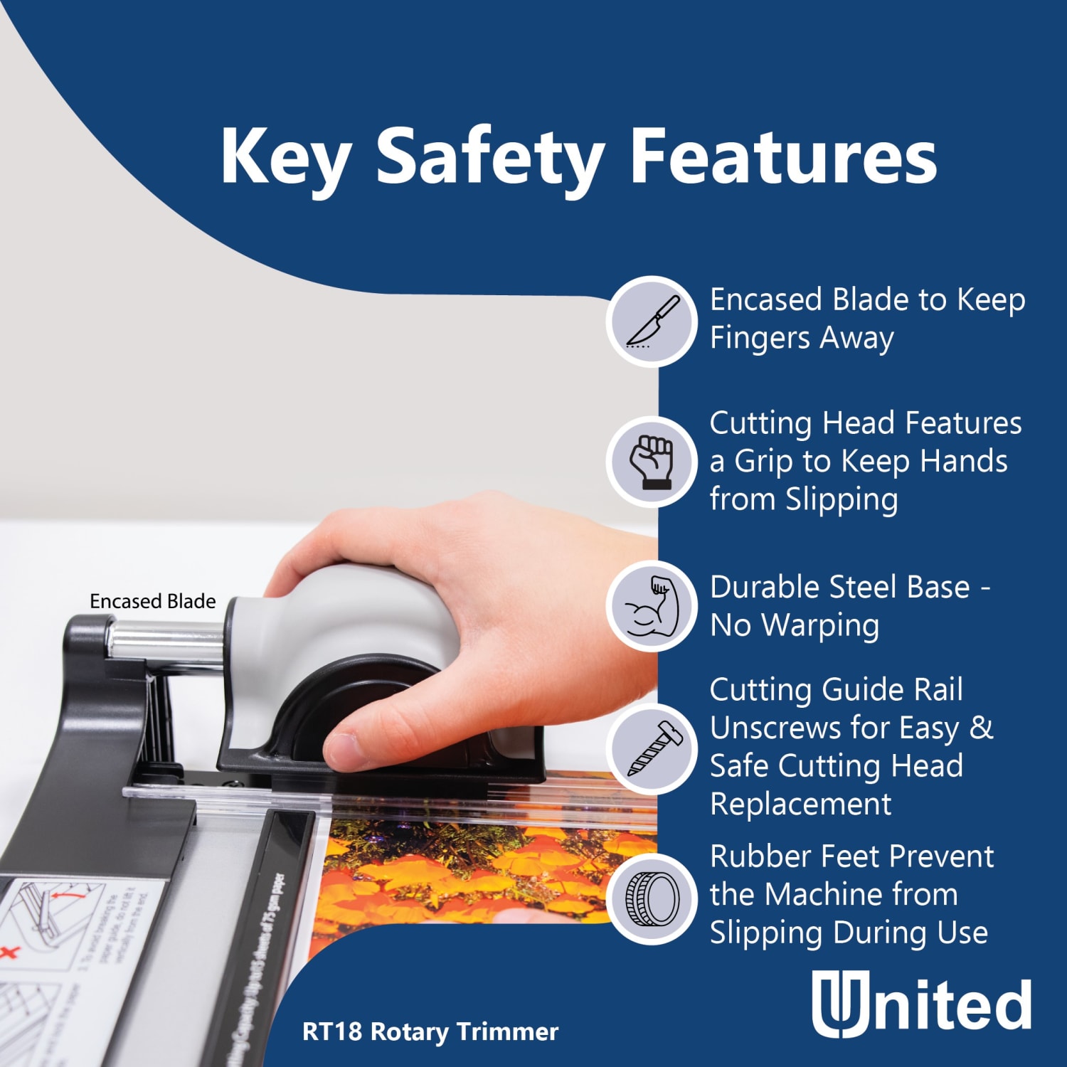 United Commercial Rotary Paper Trimmer, 18in, Silver - Image 5