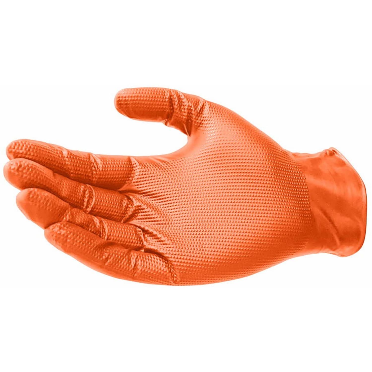 Venom Maximum Grip Nitrile Gloves - Chemical Protection - One Size Size - Diamond Textured - Orange - Image 3