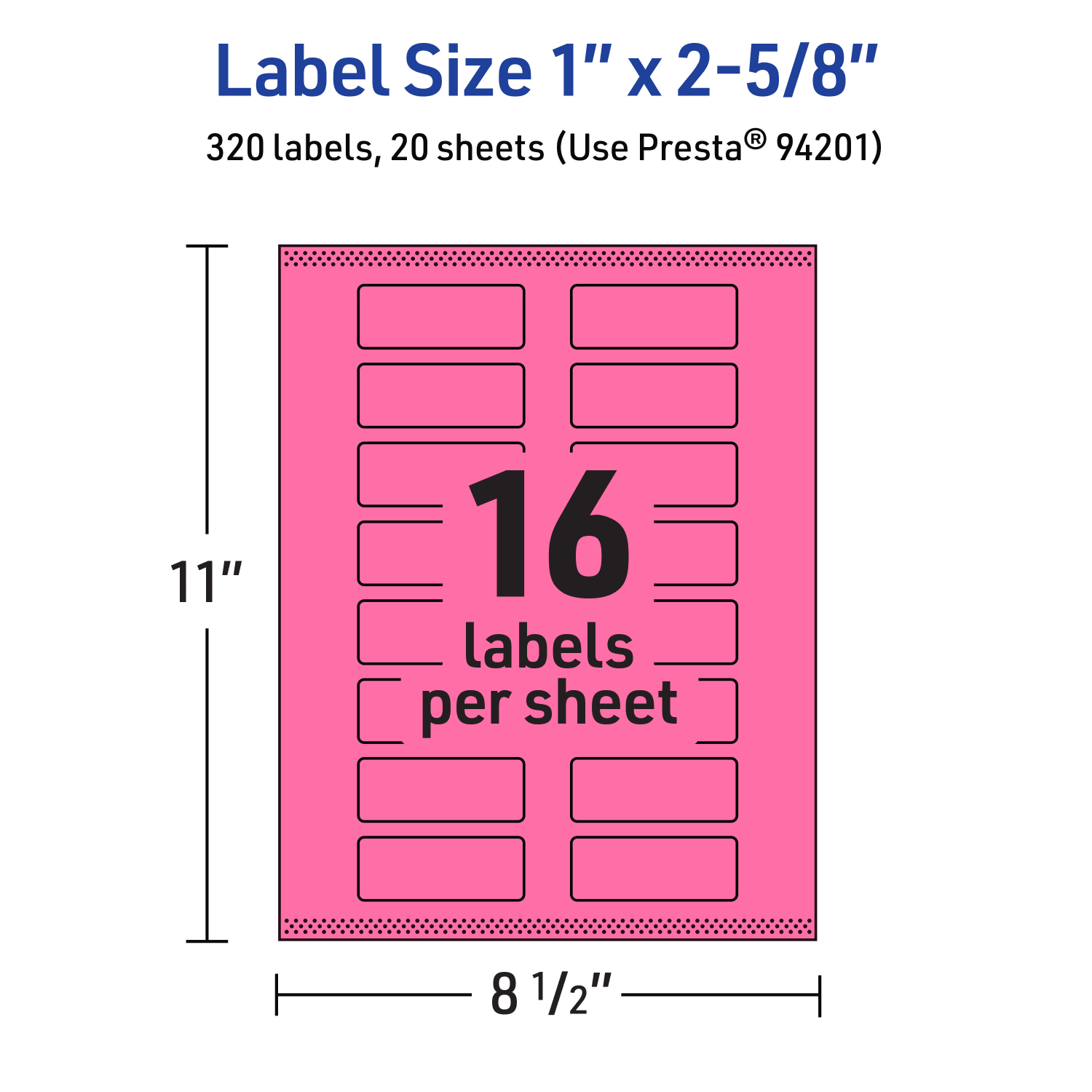 Avery Print-To-The-Edge Labels With Sure Feed Technology And Easy Peel, 94201-BPP20, Rectangle, 1in x 2-5/8in, Matte Bright Pink, Pack of 320 - Image 6
