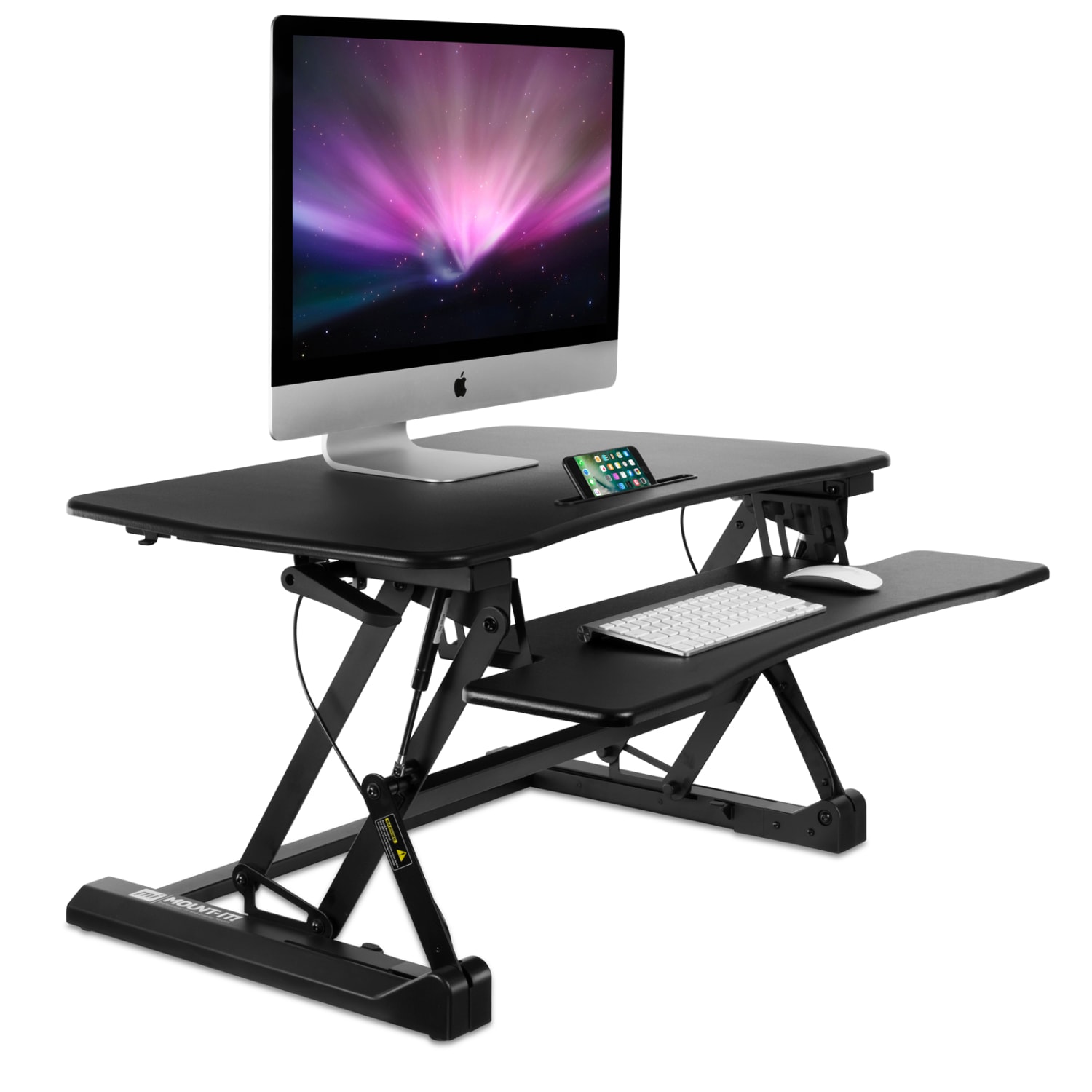 Mount-It! MI-7955 Height-Adjustable Standing Desk Riser, 6inH x 35.5inW x 9inD, Black - Image 3