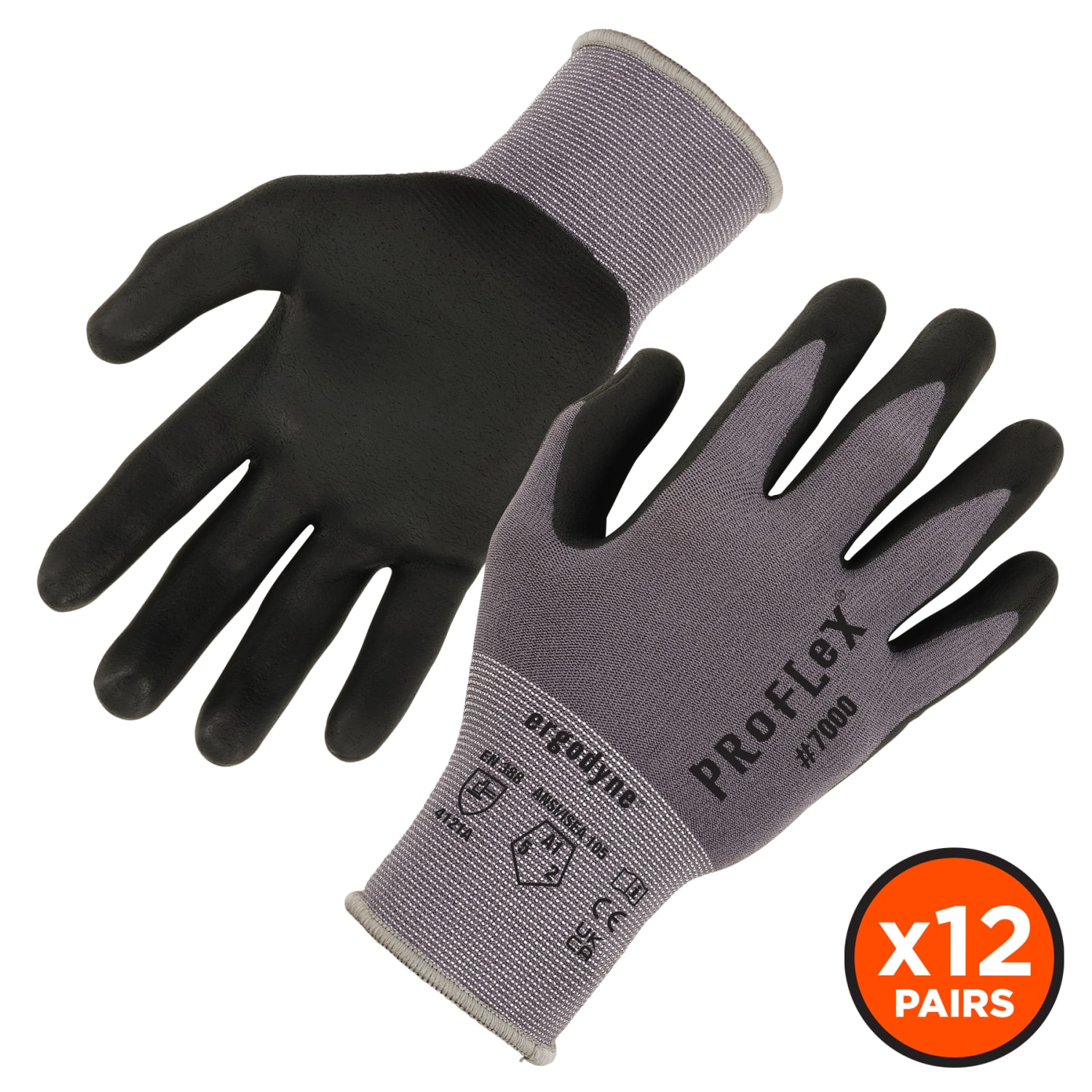 Ergodyne Proflex 7000-12PR Nitrile-Coated Cut-Resistant Gloves, Gray, Medium, Set Of 12 Pairs - Image 3