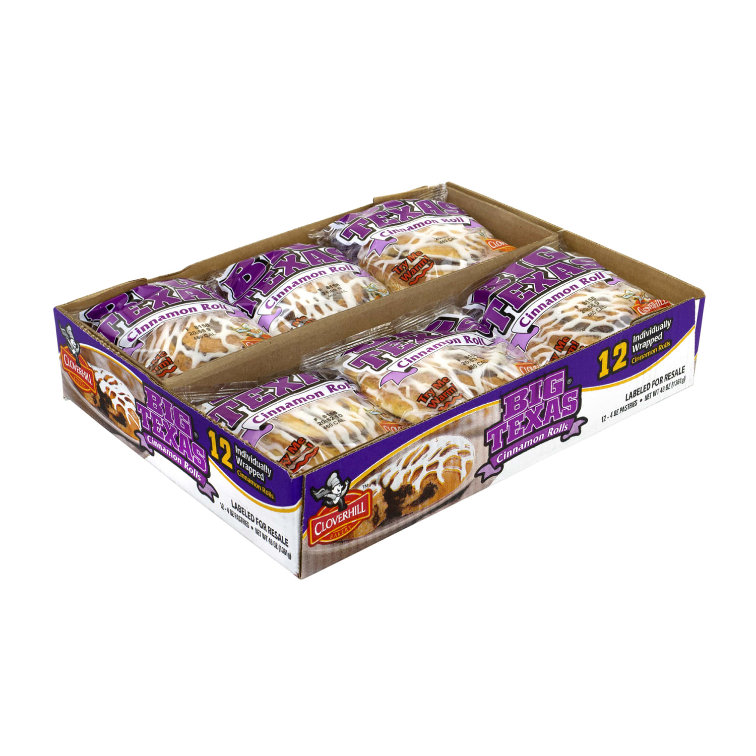 National Brand Cloverhill Big Texas Cinnamon Roll, 4 Oz, Pack Of 12