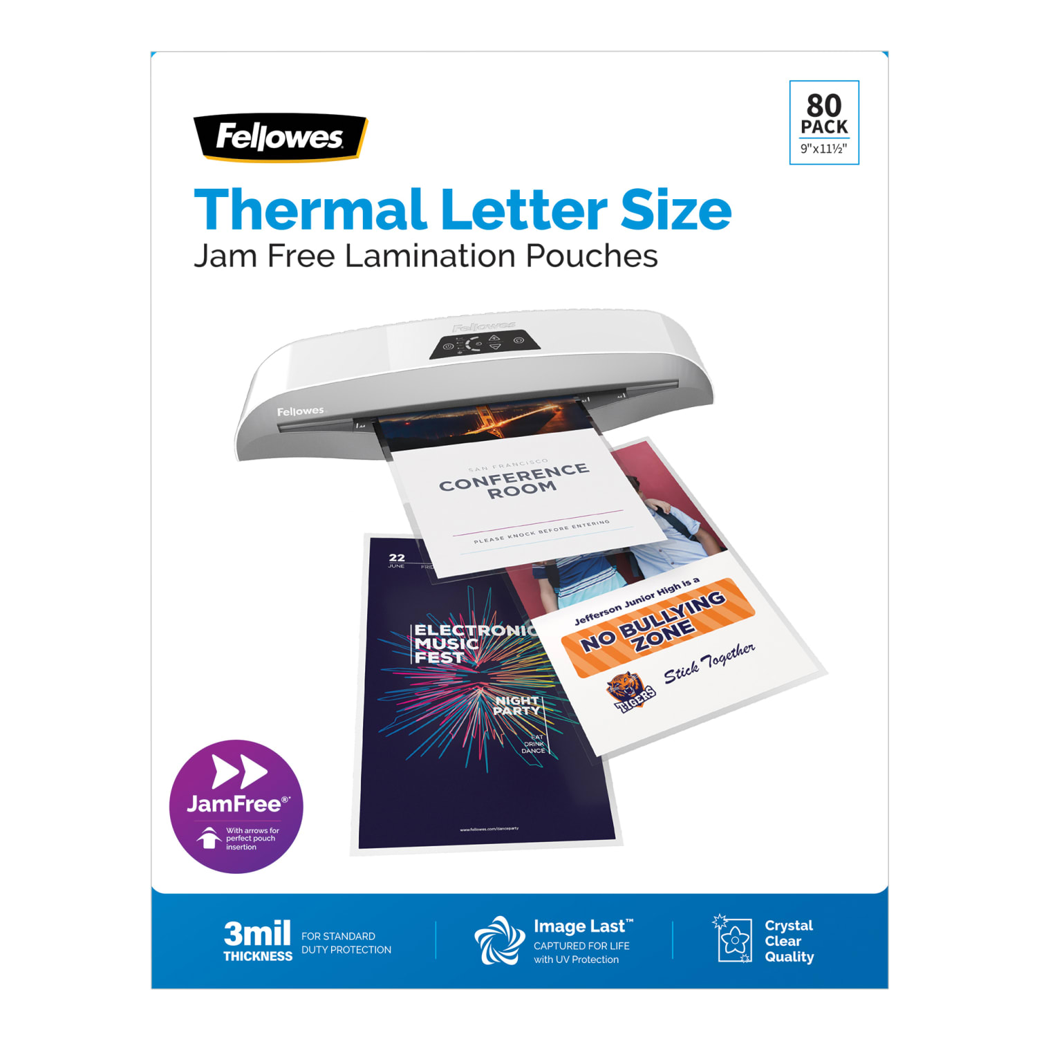 Fellowes ImageLast Laminating Pouches, 9in x 11-1/2in, 3 Mil, Clear, Pack Of 80 Pouches - Image 3