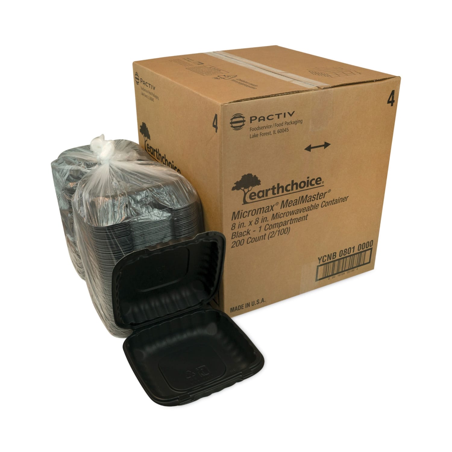 Pactiv Evergreen EarthChoice SmartLock Microwavable MFPP Hinged Lid Containers, 3-1/8inH x 8-5/16inW x 8-3/8inD, Black, Carton Of 200 Containers - Image 6