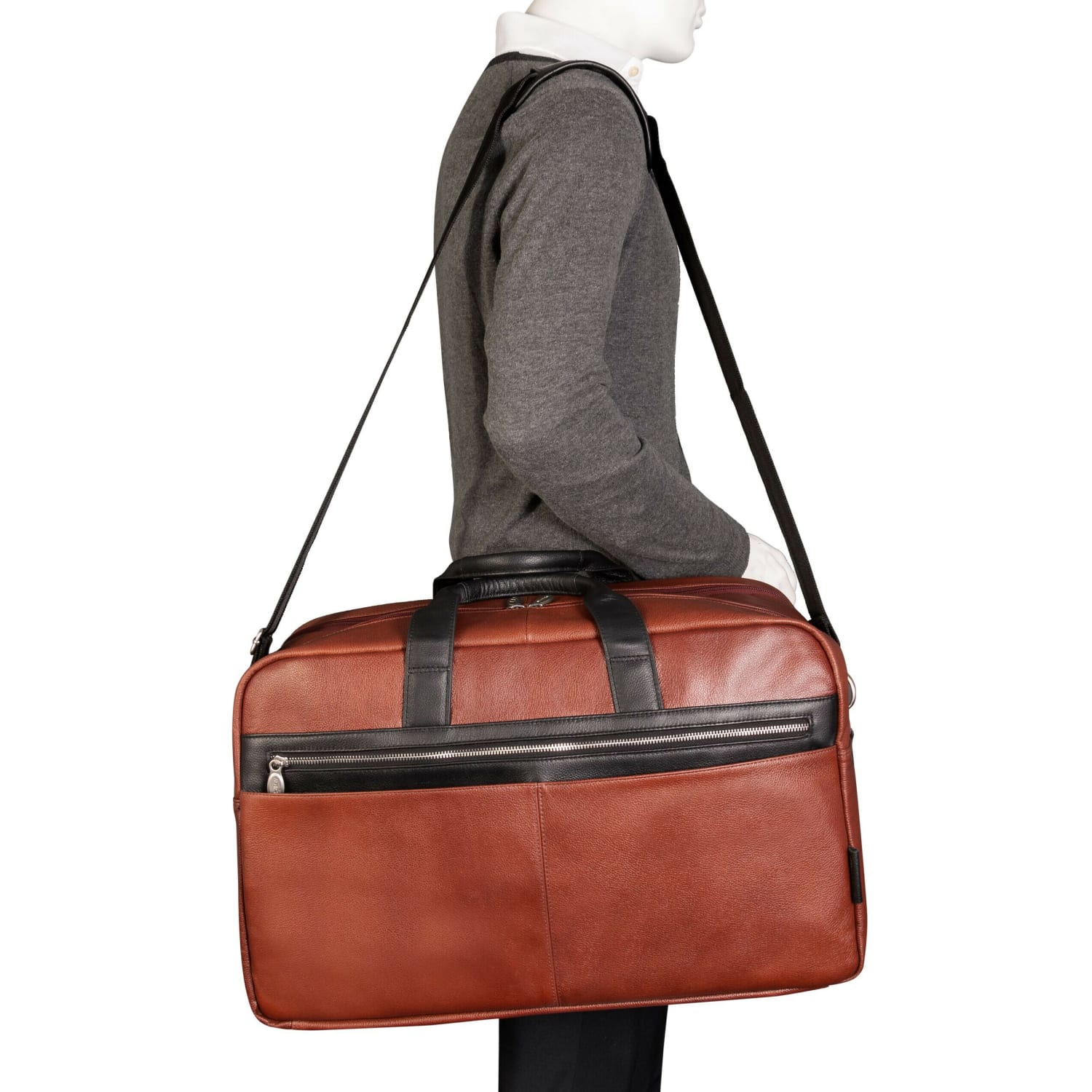 McKleinUSA Wellington Leather Laptop & Tablet Carry-All Duffel Bag, 13inH x 9inW x 21inD, Brown - Image 6