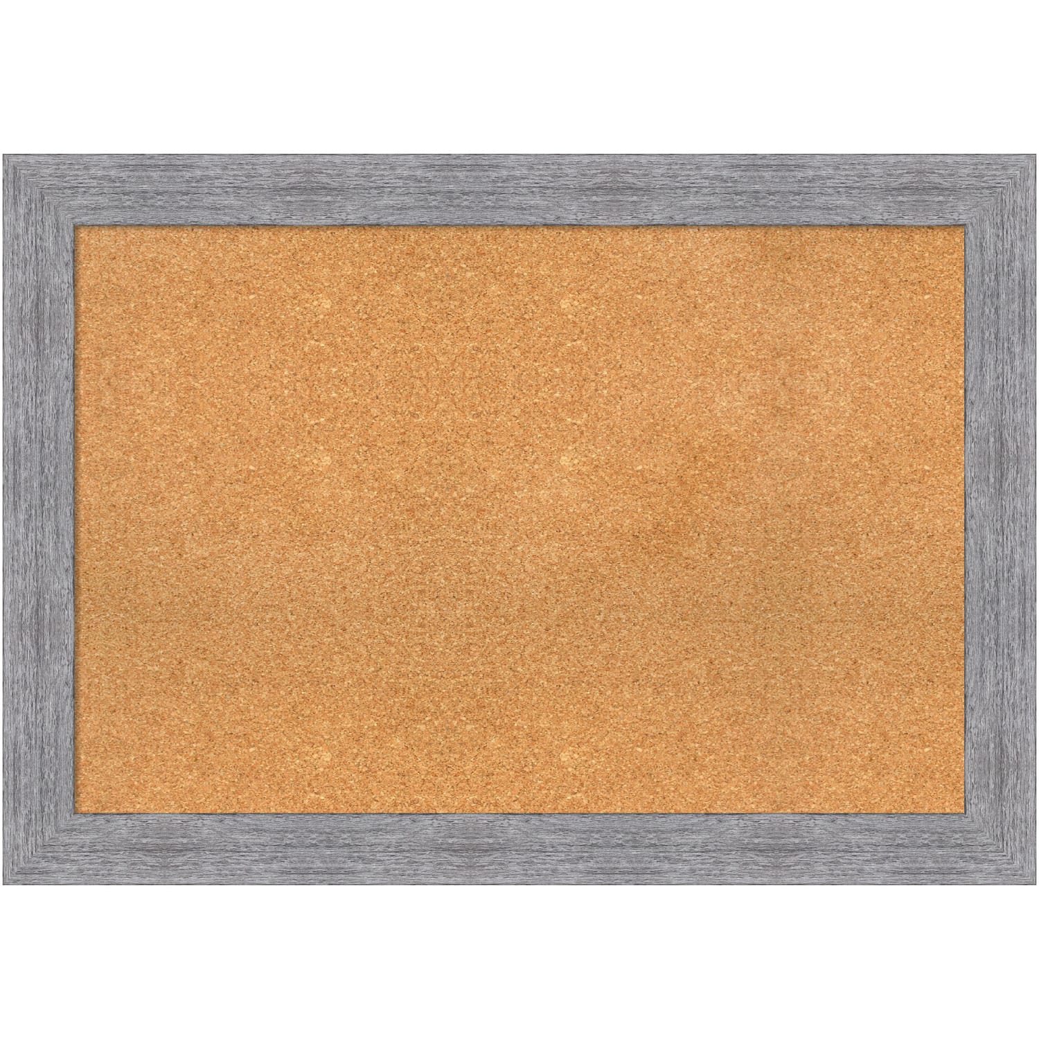 Amanti Art Rectangular Non-Magnetic Cork Bulletin Board, Natural, 41in x 29in, Bark Rustic Gray Plastic Frame
