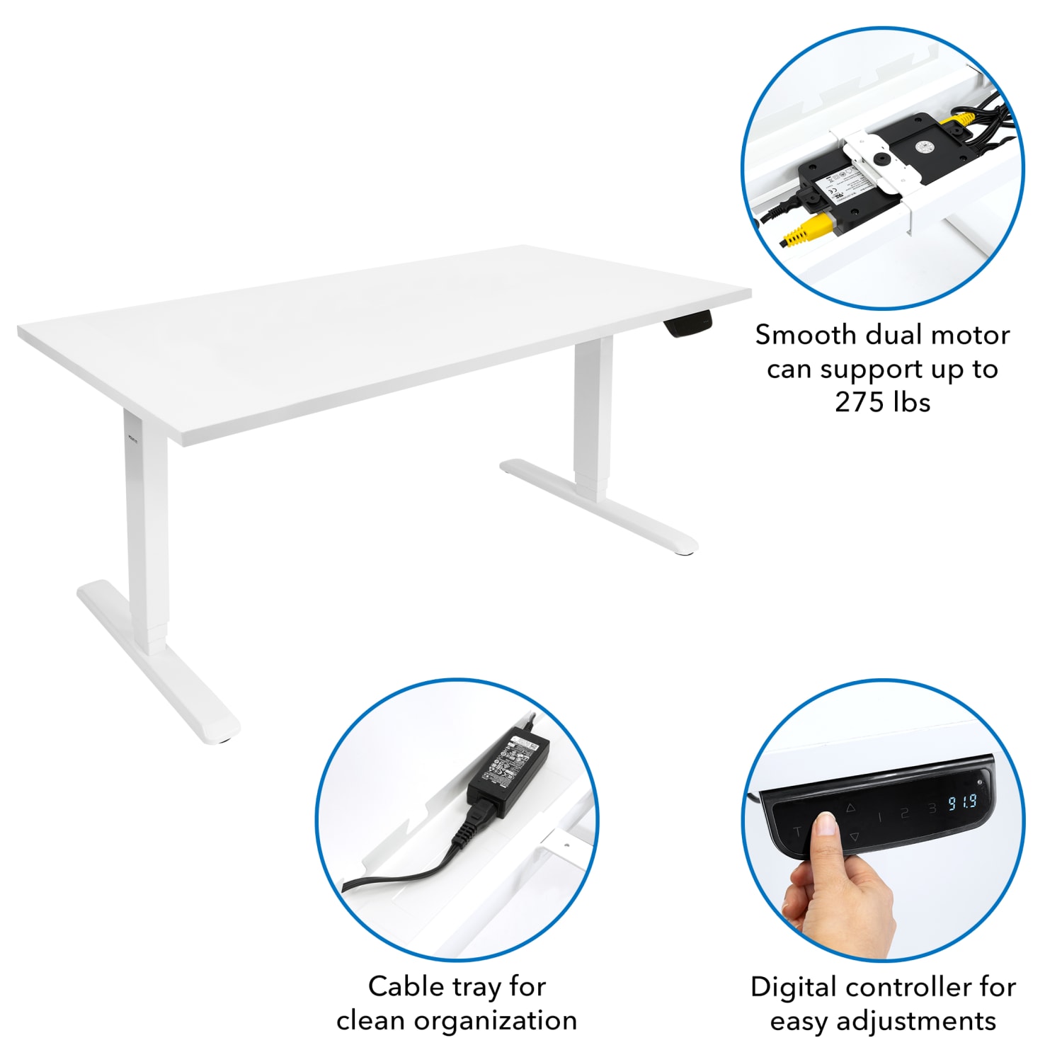 Mount-It! Dual-Motor Electric Standing Desk With Adjustable Height And 55inW Tabletop, White - Image 5