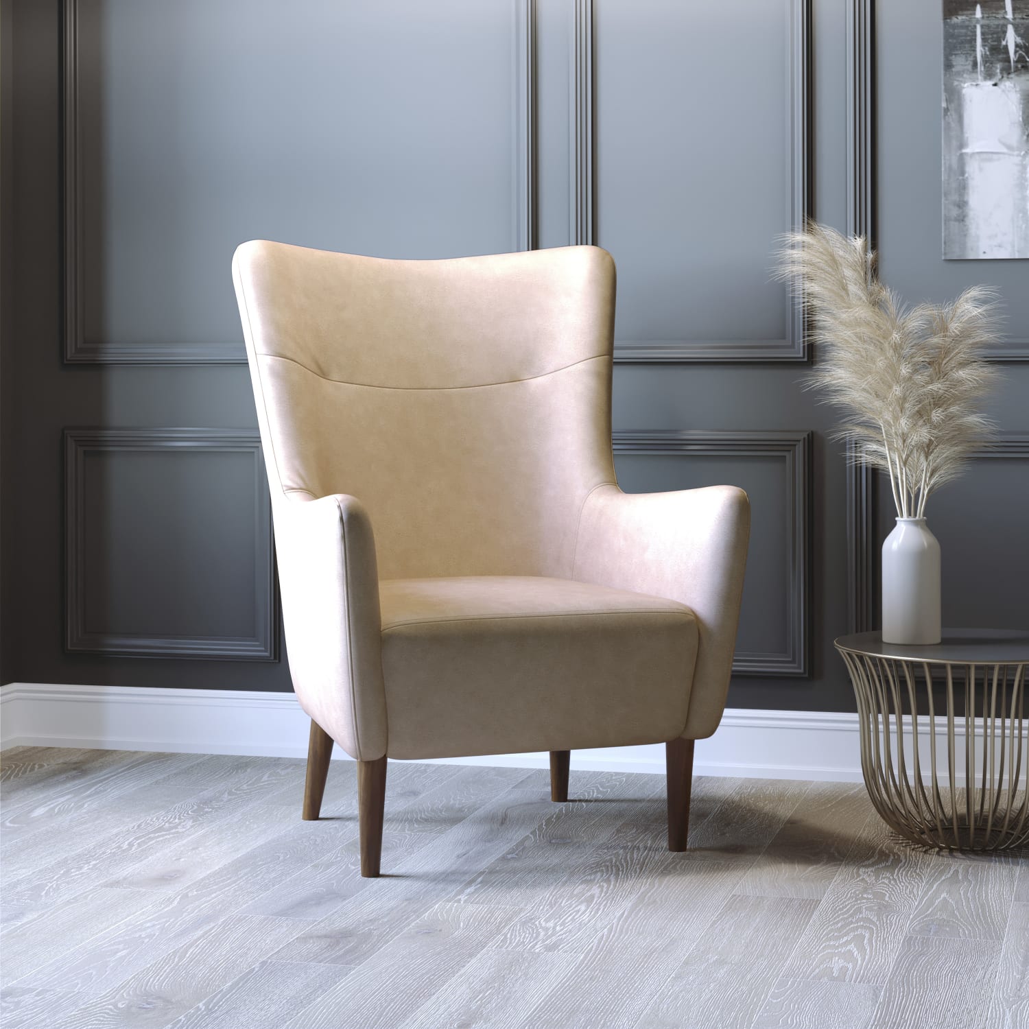 Flash Furniture Connor Traditional Wingback Accent Chair Commercial Grade Faux Leather Upholstery and Wooden Frame and Legs Light Brown PopularChairscom Flash Furniture Connor Traditional Wingback Accent Chair Commercial Grade Faux Leather Upholstery and Wooden Frame and Legs Light Brown PopularChairscom