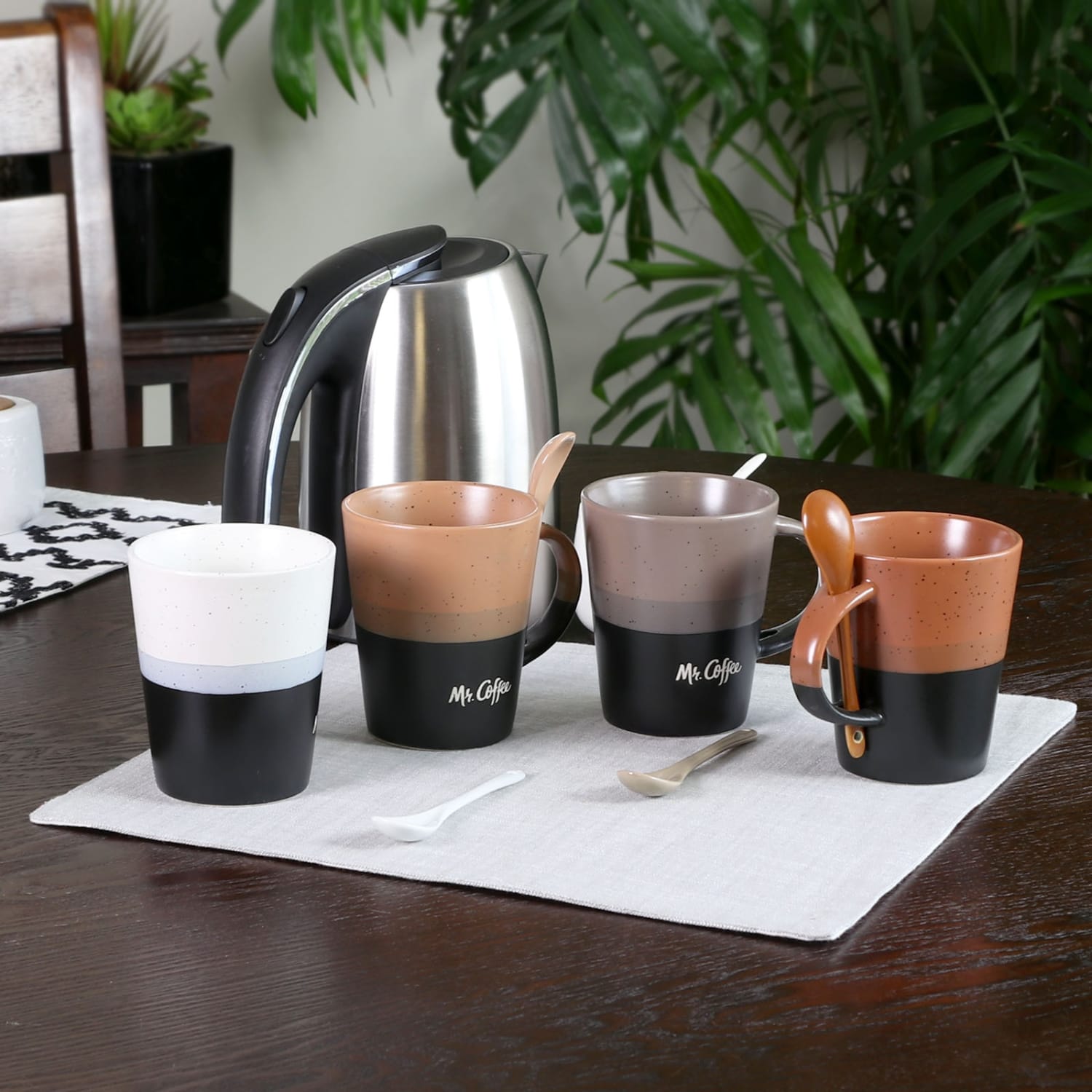 Mr. Coffee Mug And Spoon Set, Cafe Greco, 14 Oz., Multicolor, Set Of 4 Mugs With Matching Spoons - Image 5
