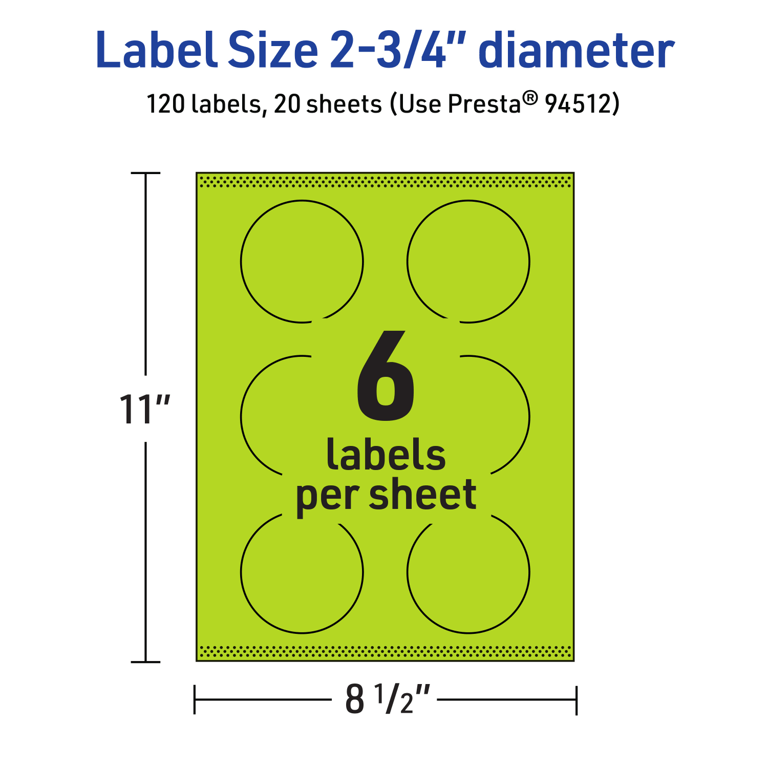 Avery Print-To-The-Edge Labels With Sure Feed Technology And Easy Peel Label Feature, 94512-BGP20, Round, 2-3/4in, Matte Bright Green, Pack of 120 - Image 6