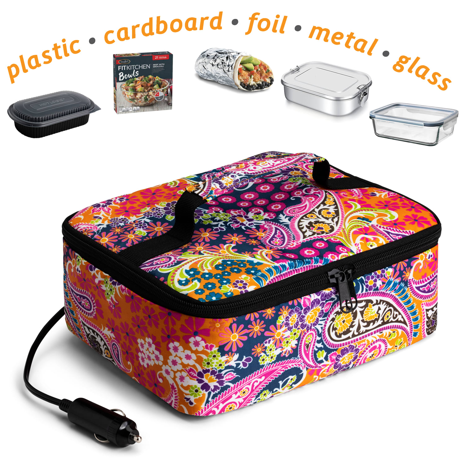 HOTLOGIC Portable Personal 12V Mini Oven, Paisley - Image 5