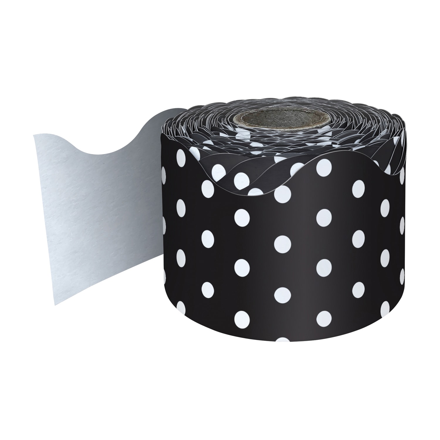 Carson Dellosa Education Rolled Scalloped Borders, Black/White Polka Dots, 65ft Per Roll, Pack Of 3 Rolls - Image 3