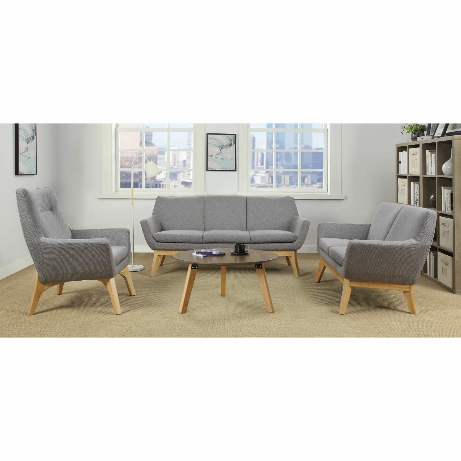 Lorell Quintessence Upholstered Sofa With Lumbar Support GrayNatural PopularChairscom Lorell Quintessence Upholstered Sofa With Lumbar Support GrayNatural PopularChairscom