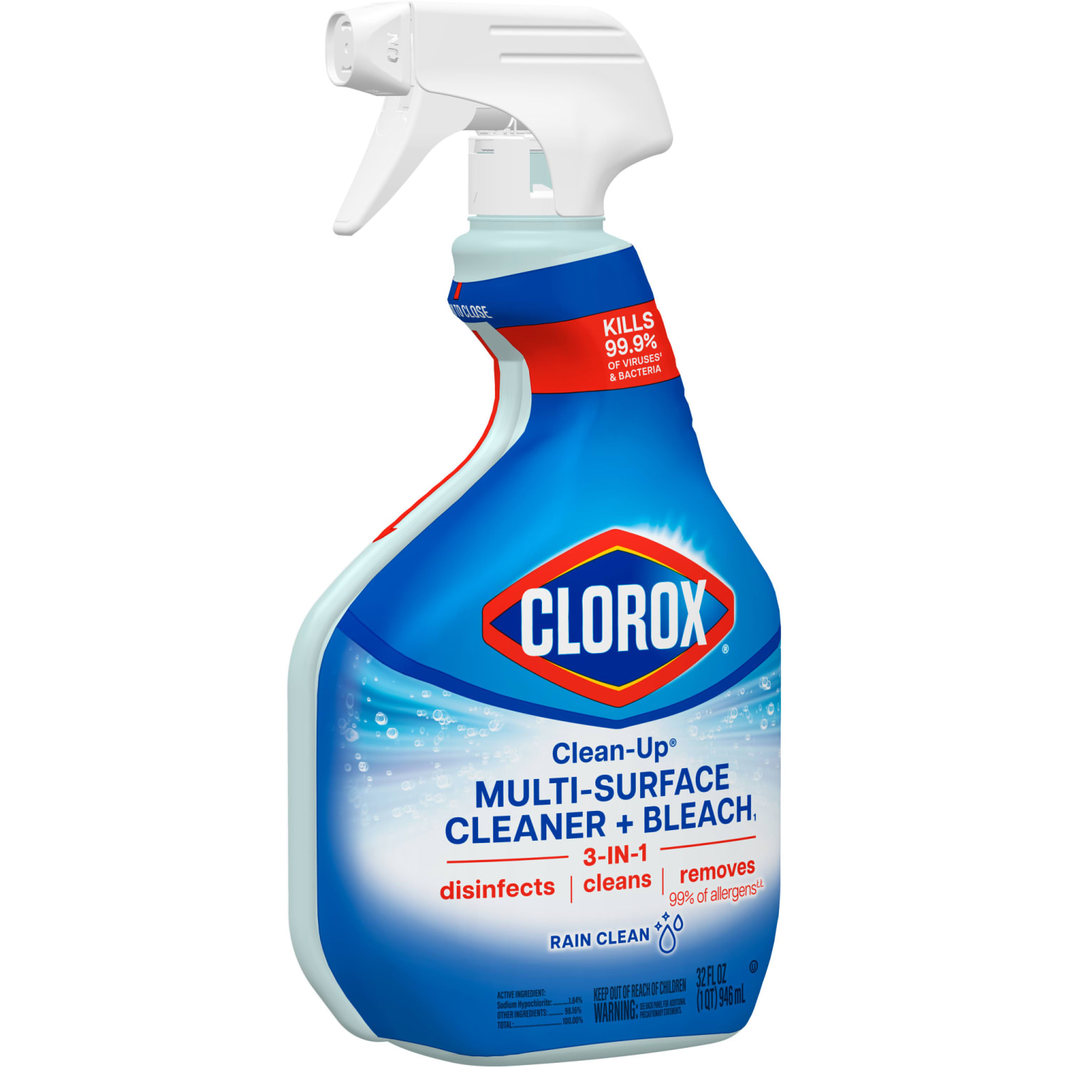Clorox Clean-Up Multi-Surface Cleaner with Bleach, Rain Clean, Spray Bottle, 32 Fluid Ounces (30058) - Image 3
