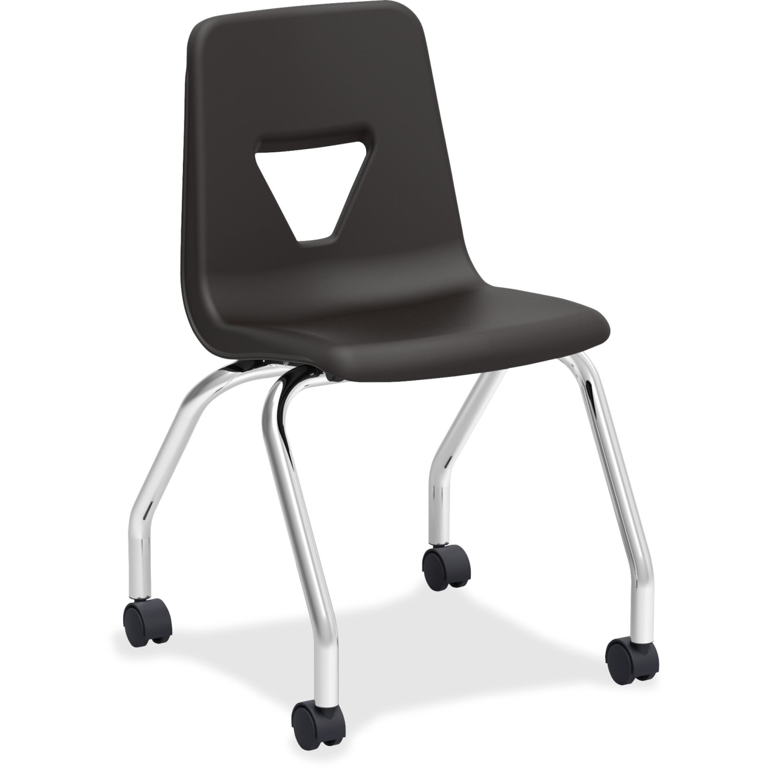Lorell Classroom Mobile Chairs, 18inH Seat, Black/Chrome, Set Of 2 - Image 3