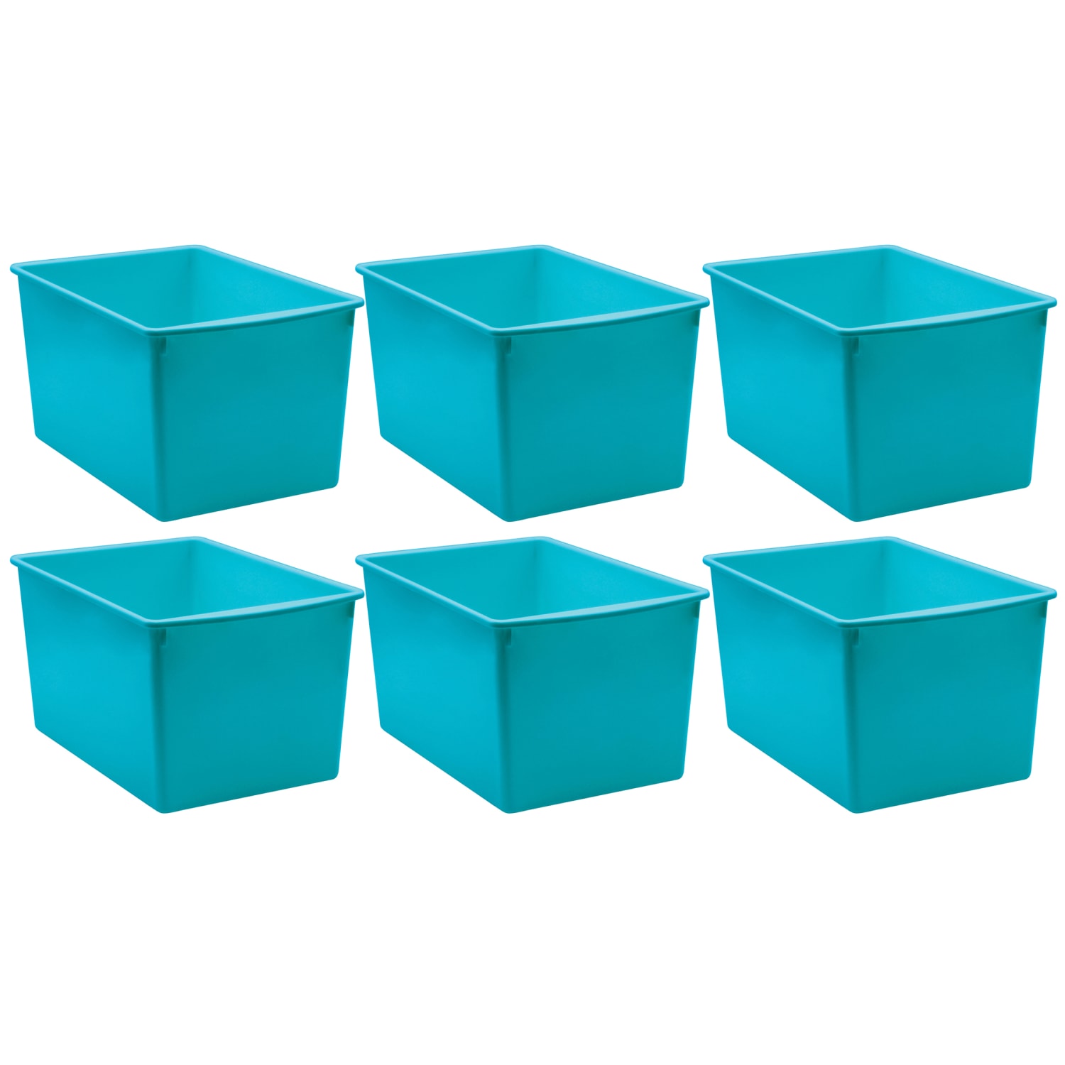 Teacher Created Resources Plastic Multi-Purpose Bins, 7-1/2inH x 9-1/4inW x 14inD, Teal, Pack Of 6 Bins