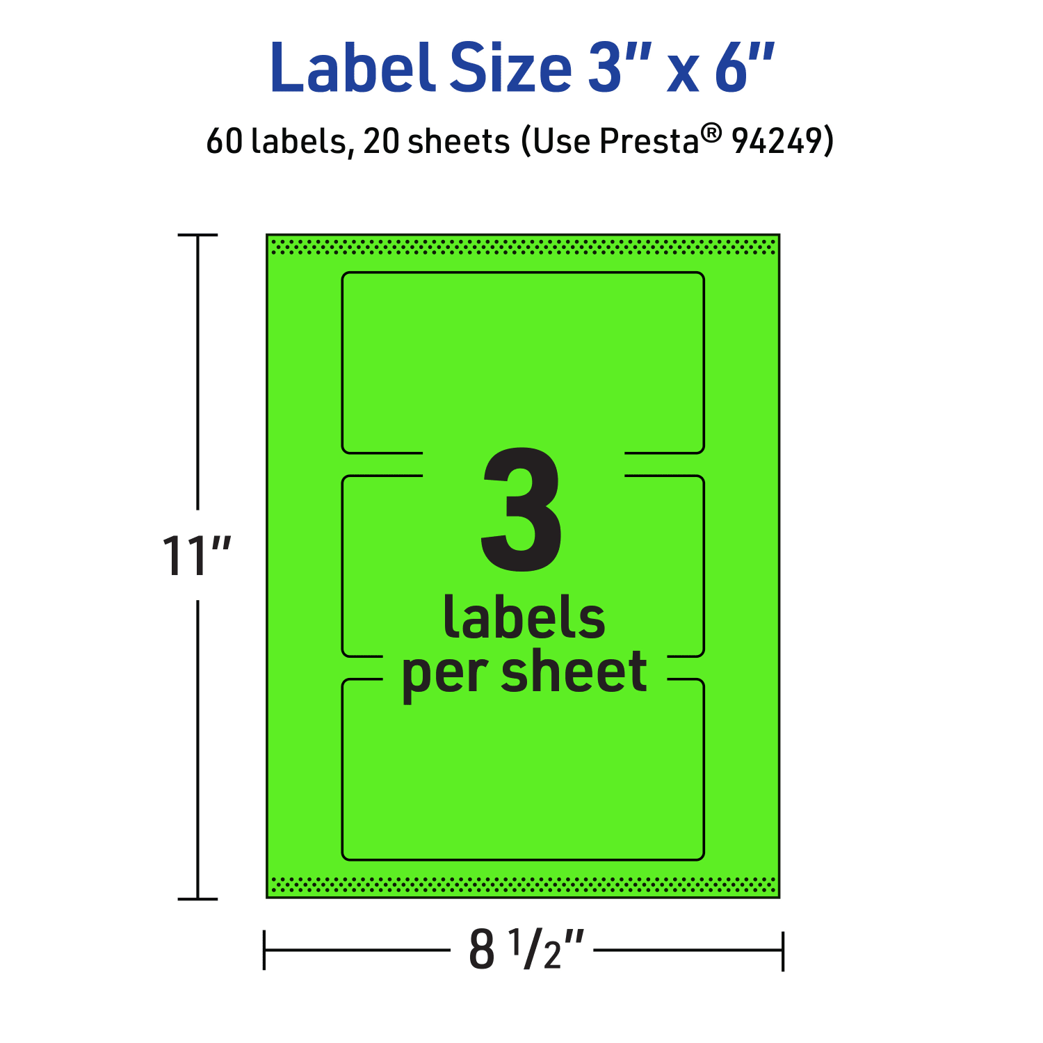 Avery Print-To-The-Edge Labels With Sure Feed Technology, 94249-NGP20, Rectangle, 3in x 6in, Matte Neon Green, Pack of 60 - Image 6