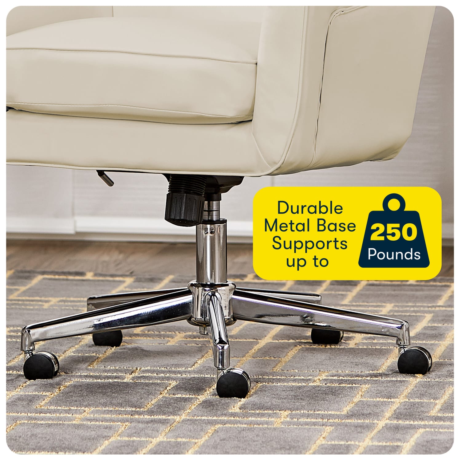 Serta Ashland Home Bonded Leather Mid-Back Office Chair, Cream/Chrome - Image 9