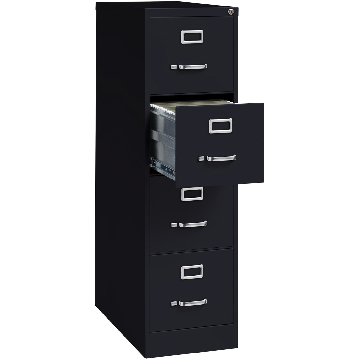 Lorell Fortress 26-1/2inD Vertical 4-Drawer Letter-Size File Cabinet, Black - Image 4