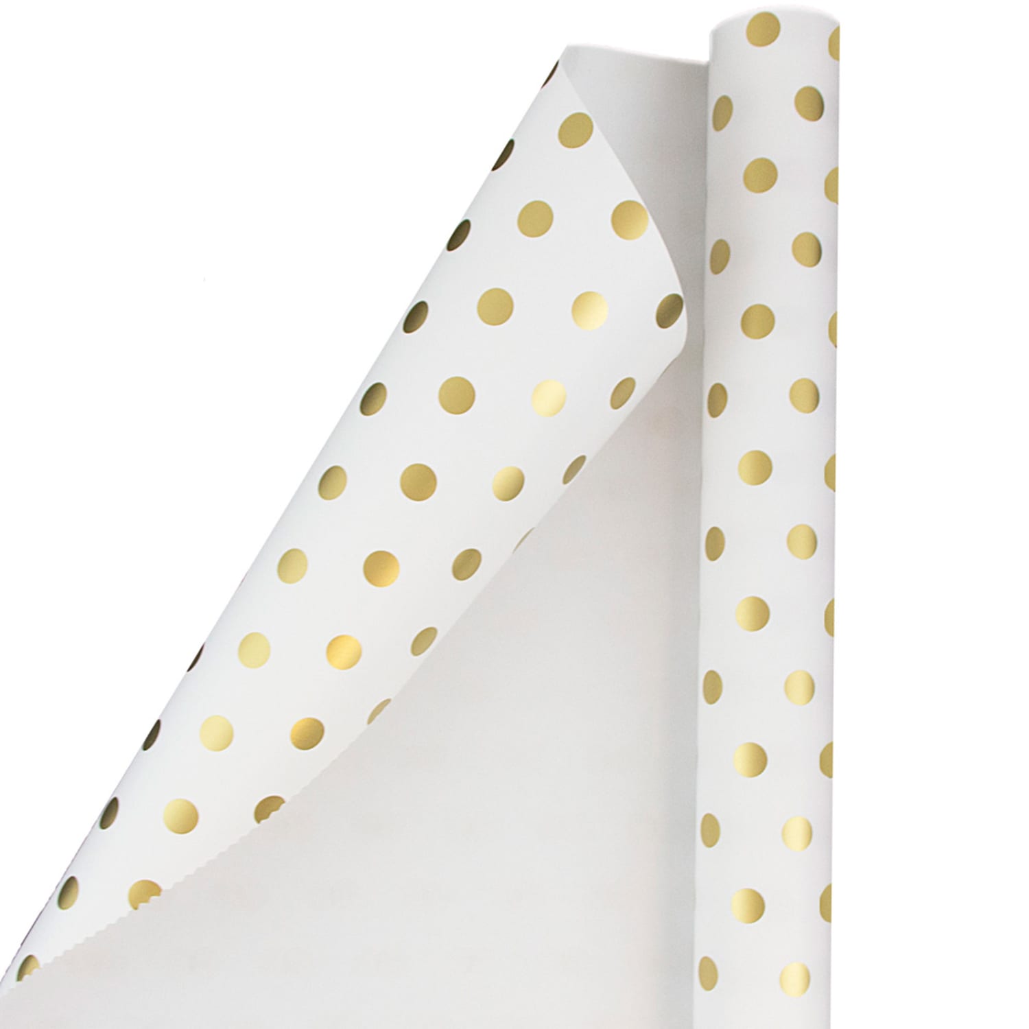 JAM Paper Wrapping Paper, 25 Sq Ft, Polka Dot, White & Gold - Image 3