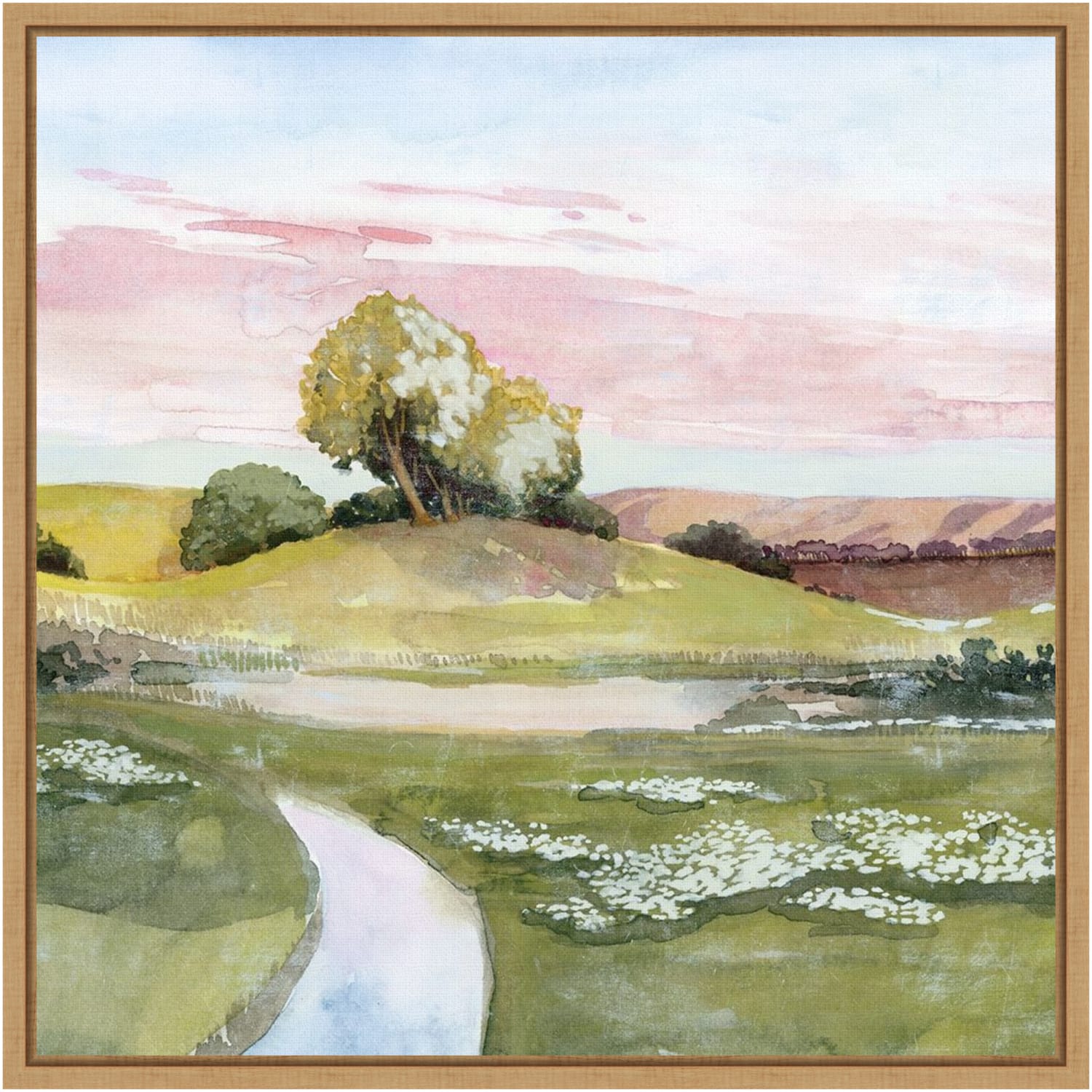 Amanti Art Eastern Light Landscape I by Grace Popp Framed Canvas Wall Art Print, 16inH x 16inW, Maple