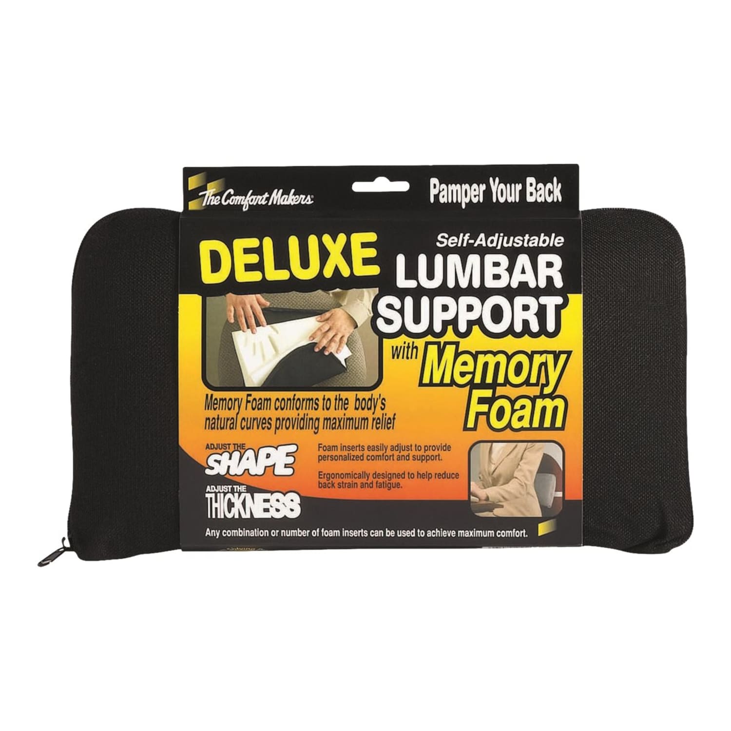 Master MemoryFoam Lumbar Support Cushion 7 12inH x 12 12inW x 2 12inD Black PopularChairscom Master Memory Foam Lumbar Support Cushion 7 12inH x 12 12inW x 2 12inD Black PopularChairscom