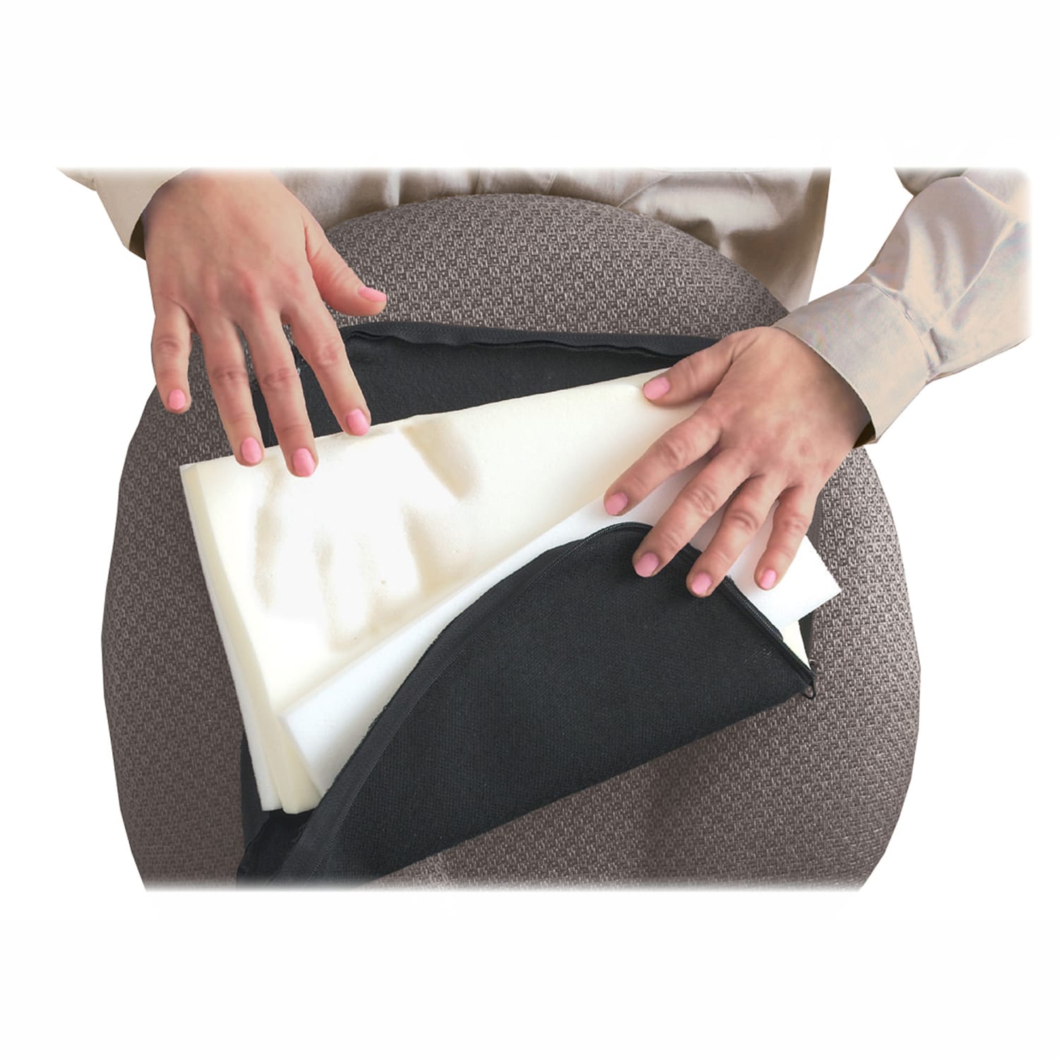 Master Memory Foam Lumbar Support Cushion 7 12inH x 12 12inW x 2 12inD Black PopularChairscom