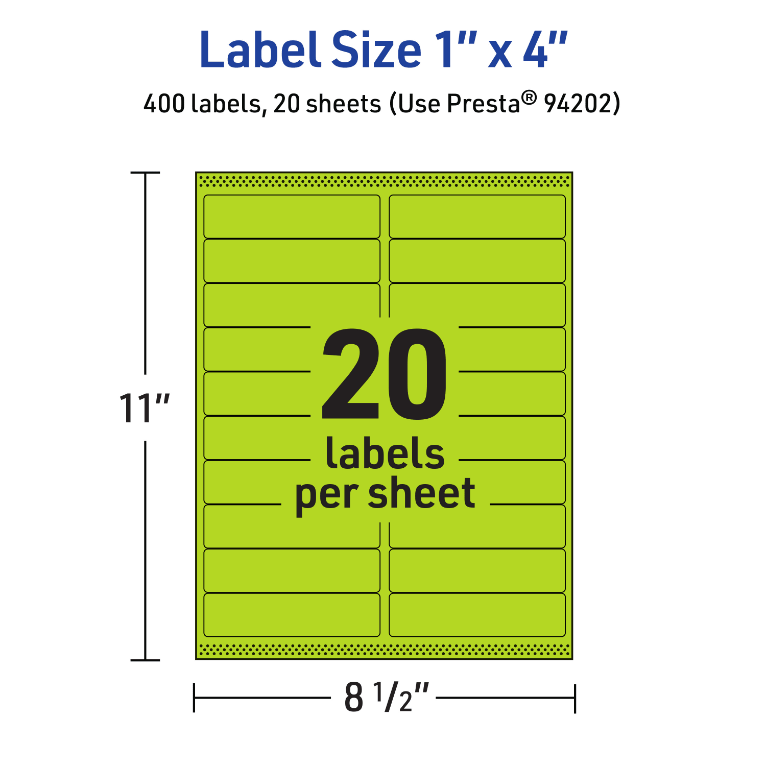Avery Printable Labels With Sure Feed Technology, 94202-BGP20, Rectangle, 1in x 4in, Matte Bright Green, Pack of 400 - Image 6