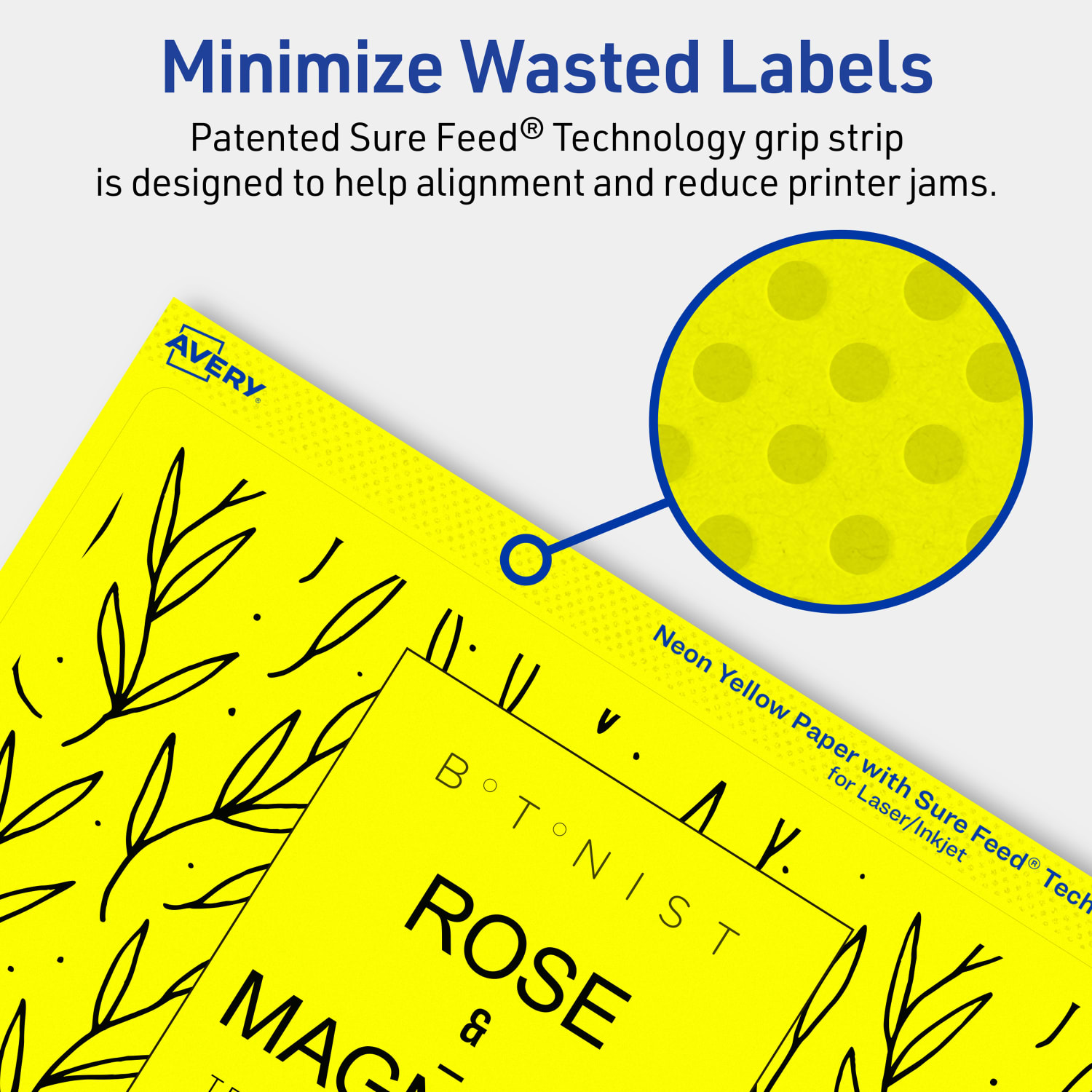 Avery Printable Labels With Sure Feed Technology, 94259-NYP40, Rectangle, 5in x 8-1/8in, Matte Neon Yellow, Pack of 80 - Image 5