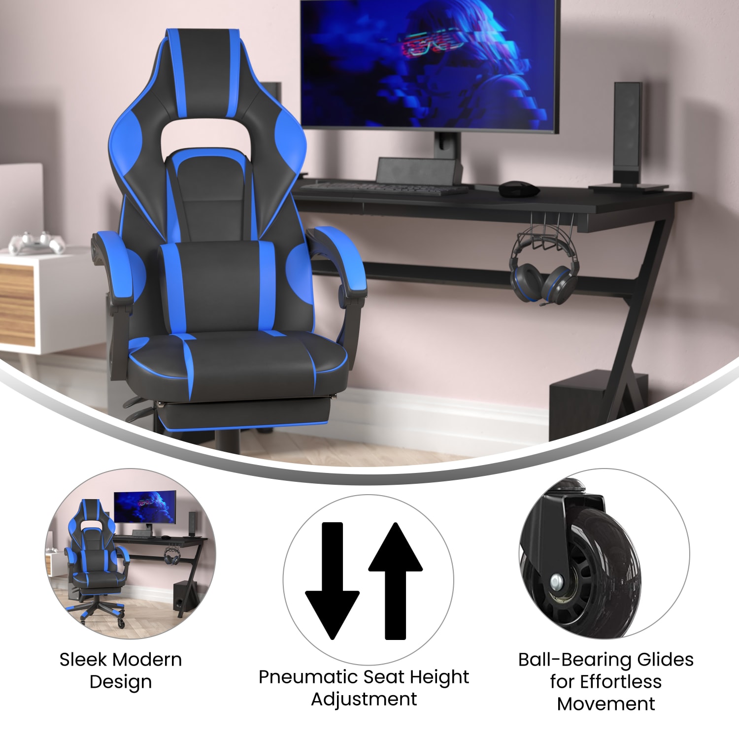 Flash Furniture X40 Ergonomic Faux Leather Racing Computer Gaming Chair BlackBlue PopularChairscom Flash Furniture X40 Ergonomic Faux Leather Racing Computer Gaming Chair BlackBlue PopularChairscom