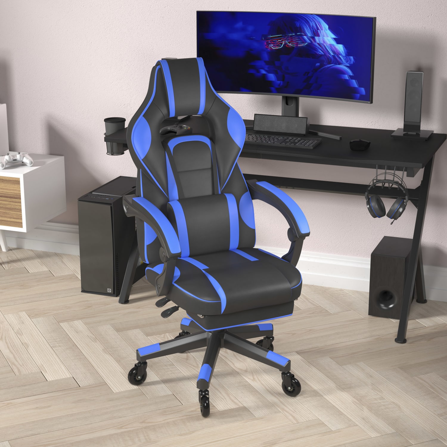 Flash Furniture X40 Ergonomic Faux Leather Racing Computer Gaming Chair BlackBlue PopularChairscom Flash Furniture X40 Ergonomic Faux Leather Racing Computer Gaming Chair BlackBlue PopularChairscom