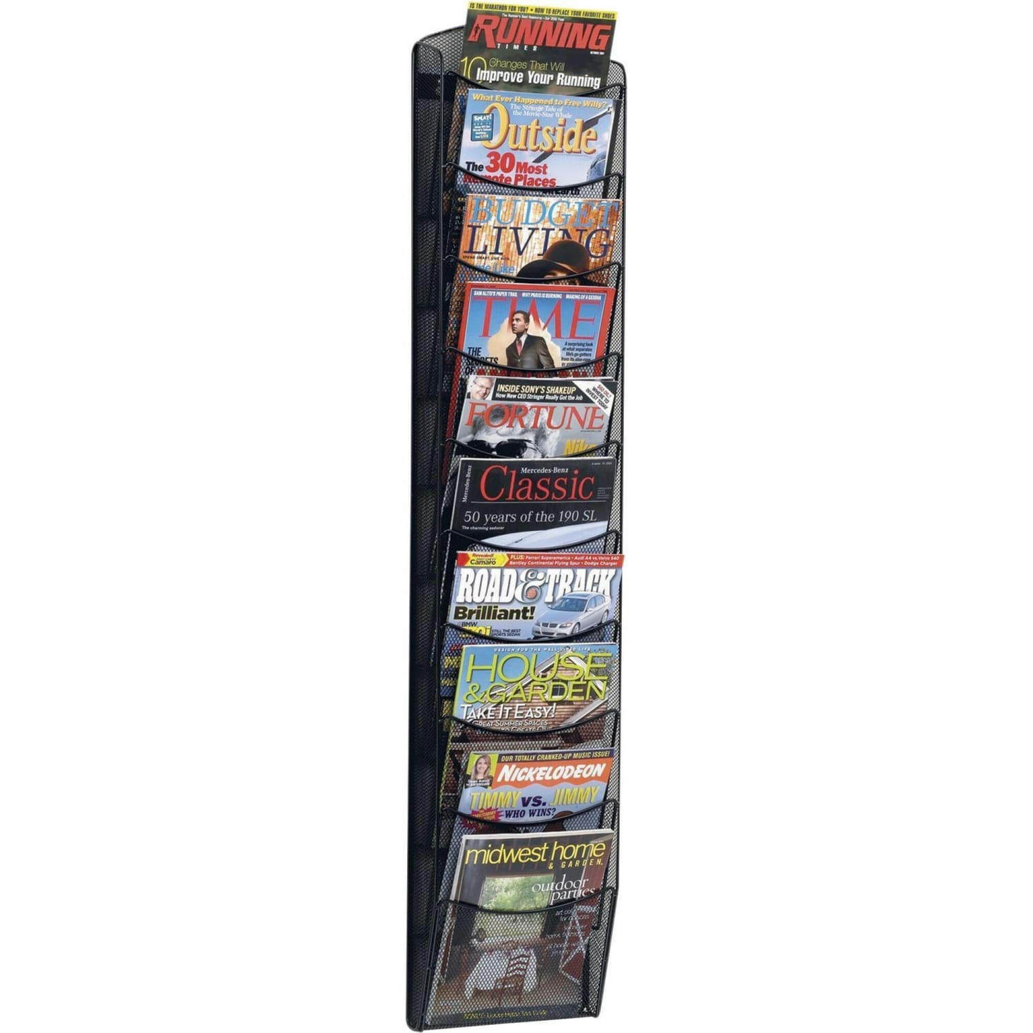 Safco 10-Pocket Mesh Magazine Rack, Black - Image 3