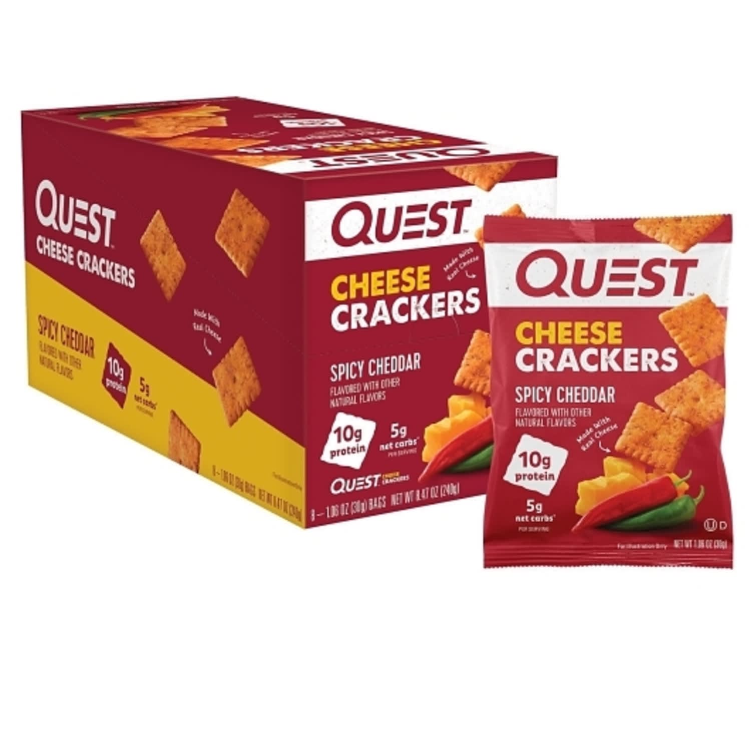 Quest Nutrition Spicy Cheddar Cheese Crackers, 1.06 Oz, Total Qty 8 - Image 4