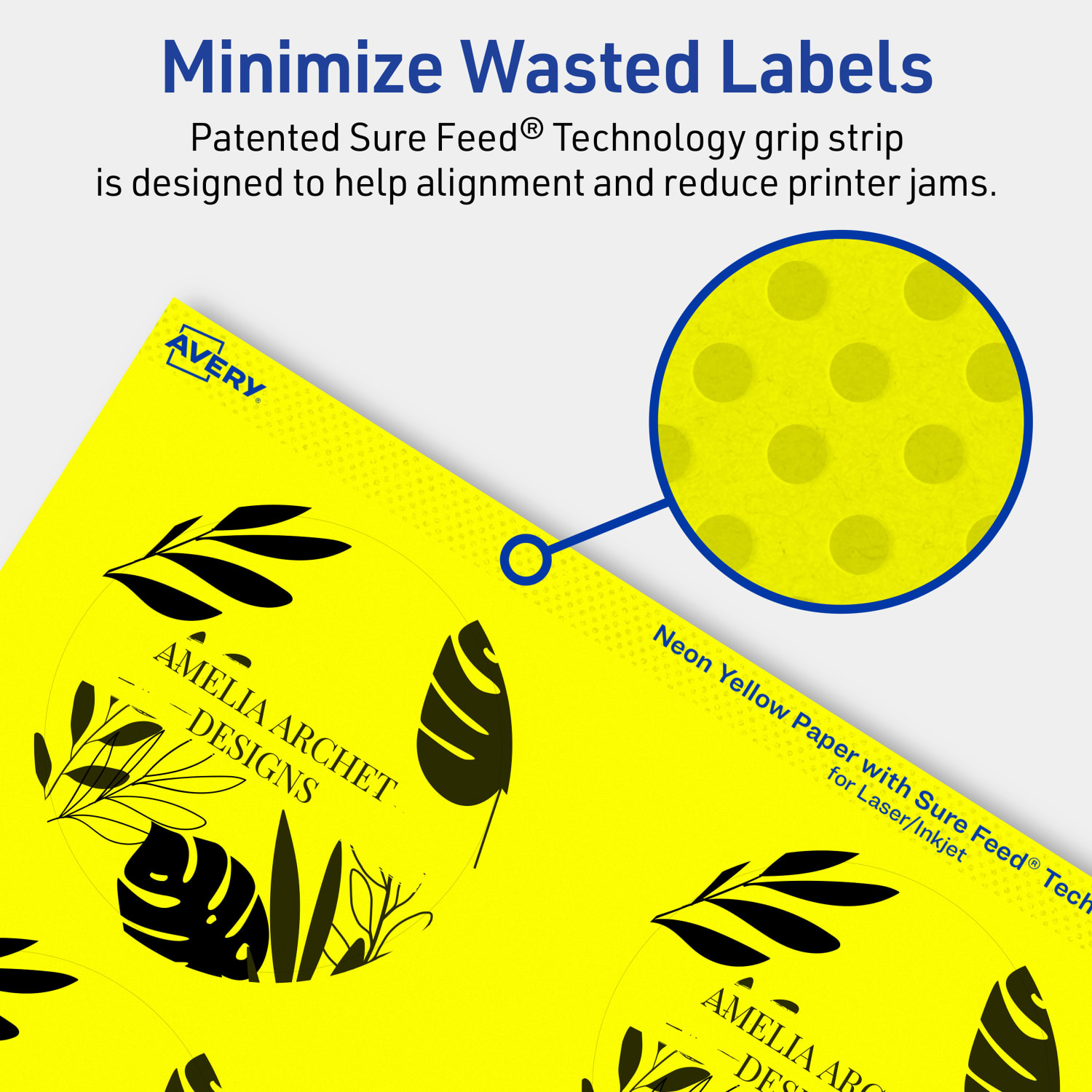 Avery Print-To-The-Edge Labels With Sure Feed Technology, 94513-NYP20, Round, 3in, Matte Neon Yellow, Pack of 120 - Image 5