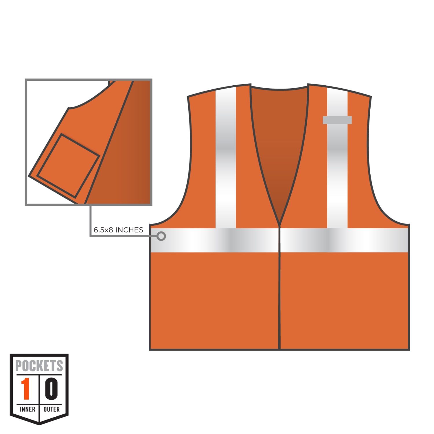 Ergodyne GloWear Breakaway Mesh Hi-Vis Type-R Class 2 Safety Vest, X-Large, Orange - Image 5
