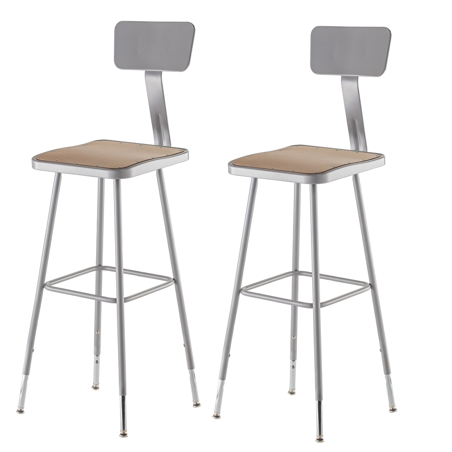 National Public Seating Hardboard Adjustable Height Task Stools With Backs 31inH 38inH GrayBrown Pack Of 2 Stools PopularChairscom