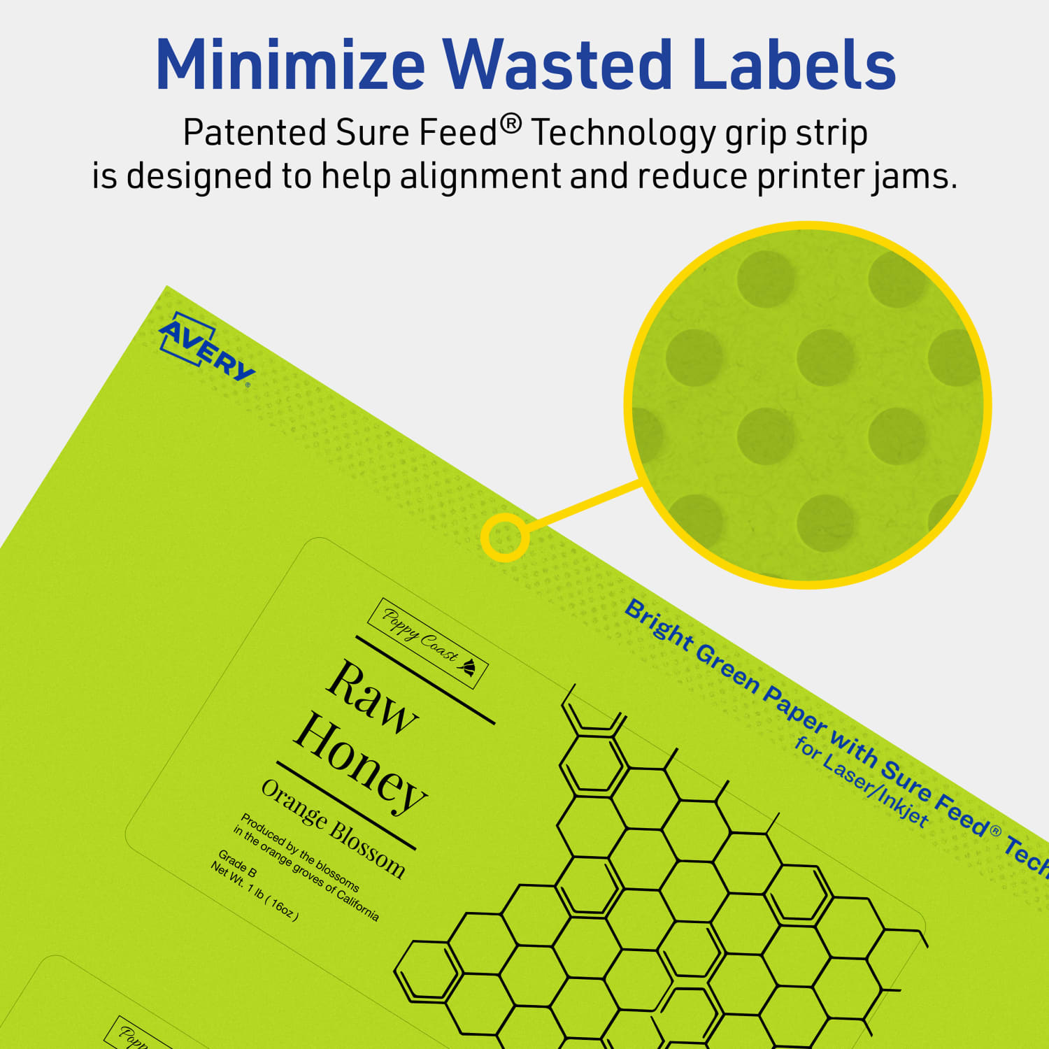 Avery Print-To-The-Edge Labels With Sure Feed Technology, 94246-BGP20, Rectangle, 2-1/2in x 5in, Matte Bright Green, Pack of 60 - Image 5