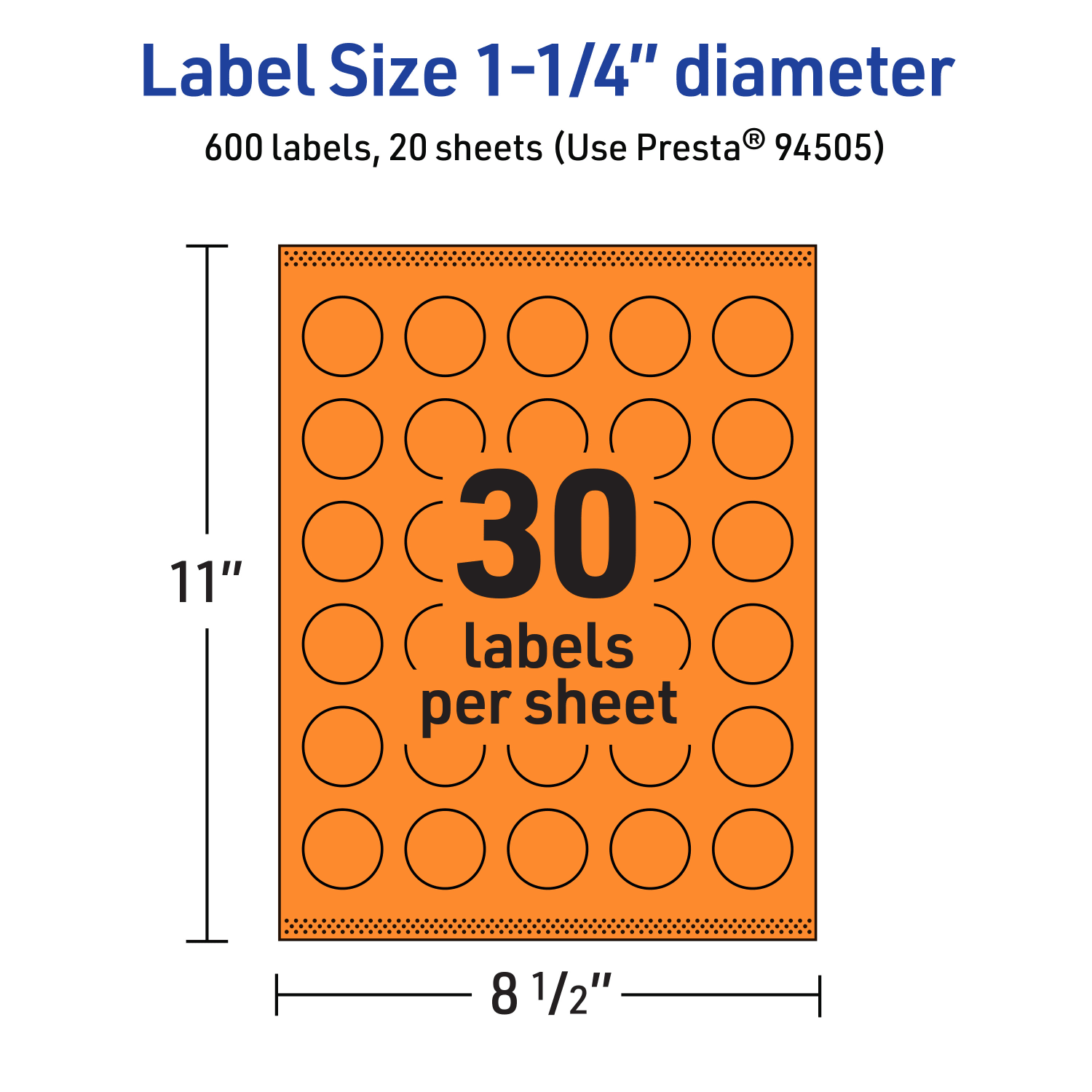 Avery Print-To-The-Edge Labels With Sure Feed Technology And Easy Peel Label Feature, 94505-BOP20, Round, 1-1/4in, Matte Bright Orange, Pack of 600 - Image 6