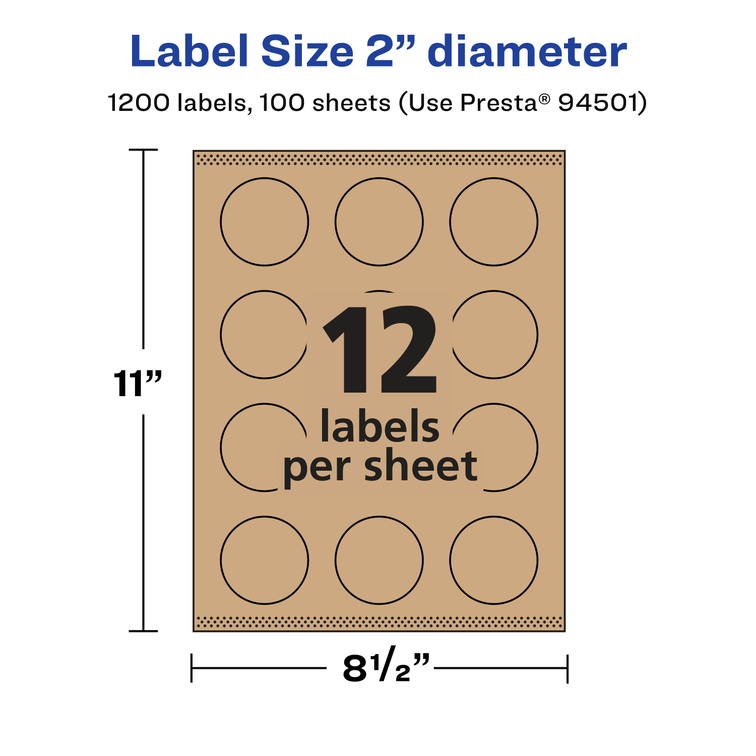 Avery Kraft Permanent Labels With Sure Feed, 94501-KMP100, Round, 2in Diameter, Brown, Pack Of 1,200 - Image 6