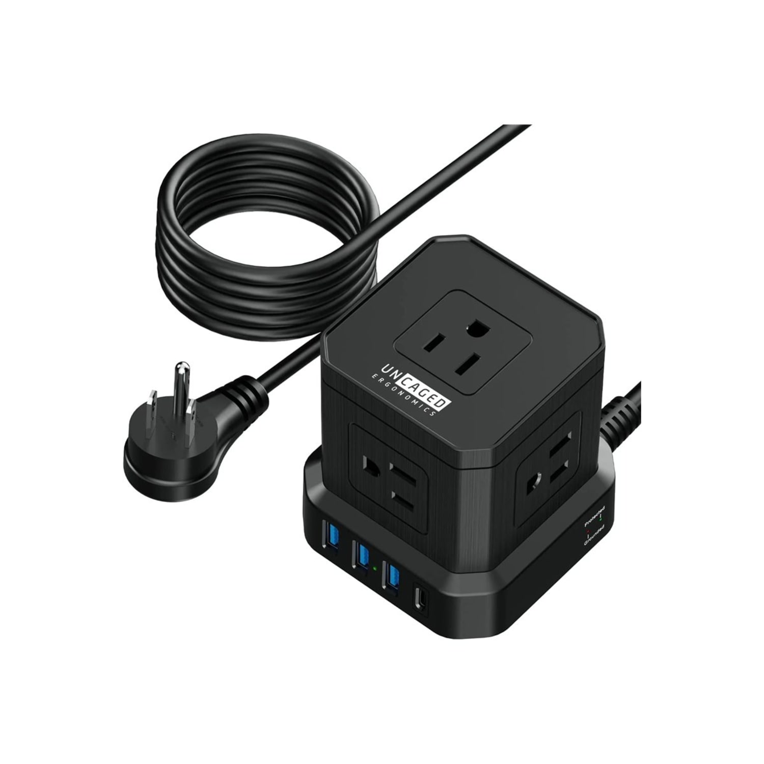 Cube Surge Protector Power Strip with usb ports, 5 AC Outlets, 3 USB Ports, 1 USB C Port, Surge Protected - PC-B-C - Image 3
