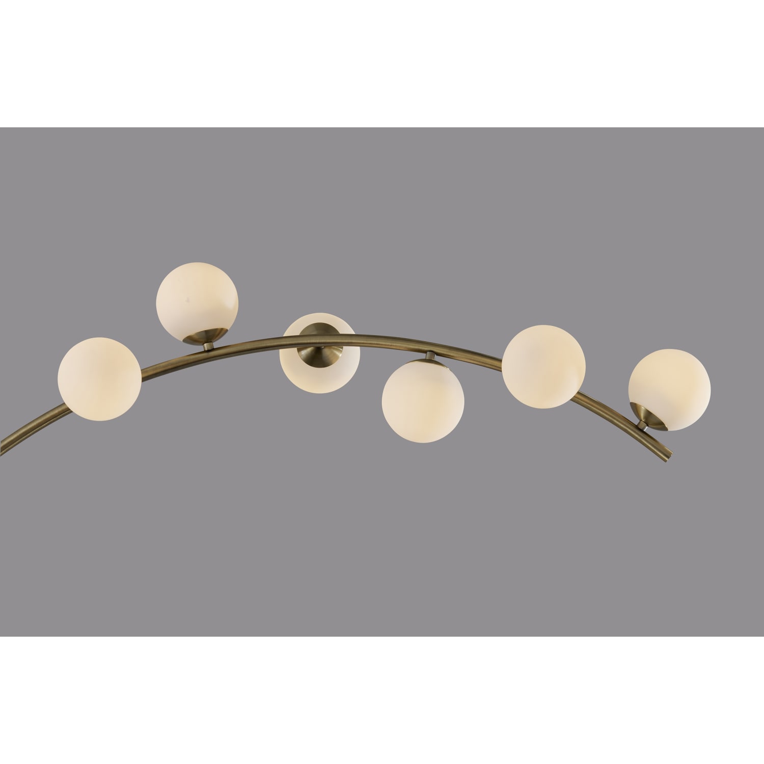 Adesso Ronan LED 6-Light Arc Floor Lamp With Smart Switch, 78inH, Matte White Opal Glass Shade/Antique Brass Base - Image 6