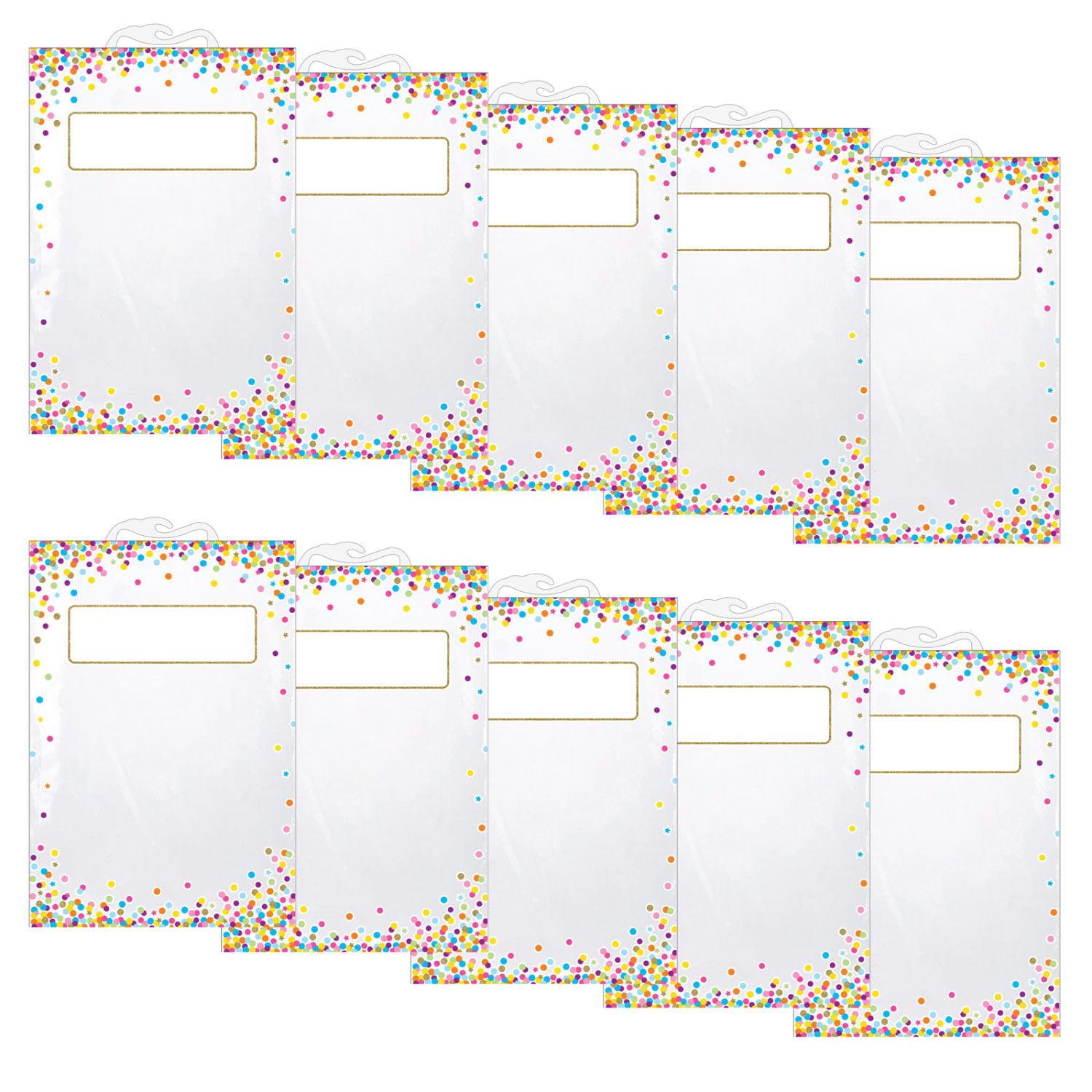 Ashley Productions Hanging Storage Bags, 11in x 16in, Confetti, 5 Bags Per Pack, Set Of 2 packs