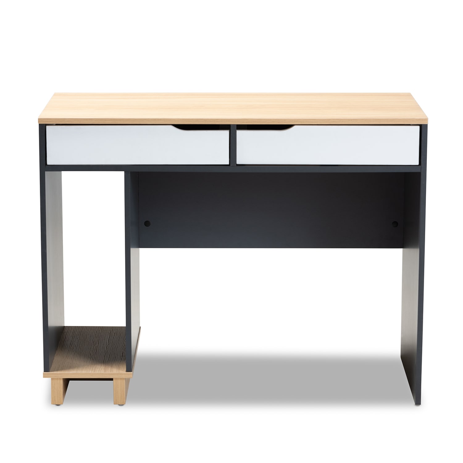 Baxton Studio 40inW Mid-Century Modern Computer Desk, Gray/Oak/White - Image 4