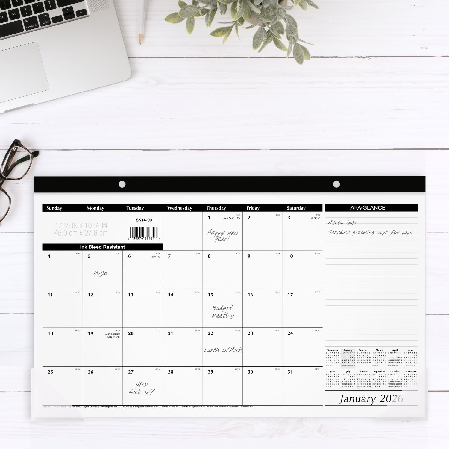 AT-A-GLANCE 2026 Monthly Desk Pad Calendar, Compact, 17 3/4in x 11in - Image 3