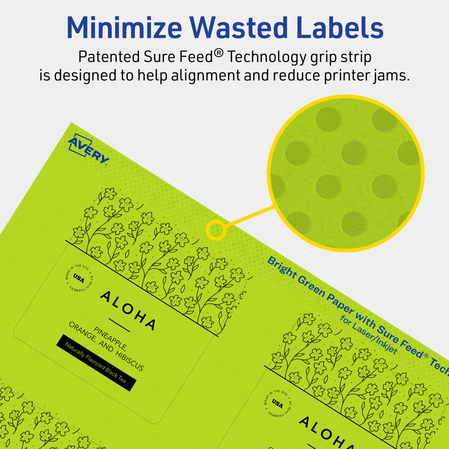 Avery Print-To-The-Edge Labels With Sure Feed Technology And Easy Peel, 94109-BGP40, Square, 2-3/4in x 2-3/4in, Matte Bright Green, Pack of 240 - Image 5