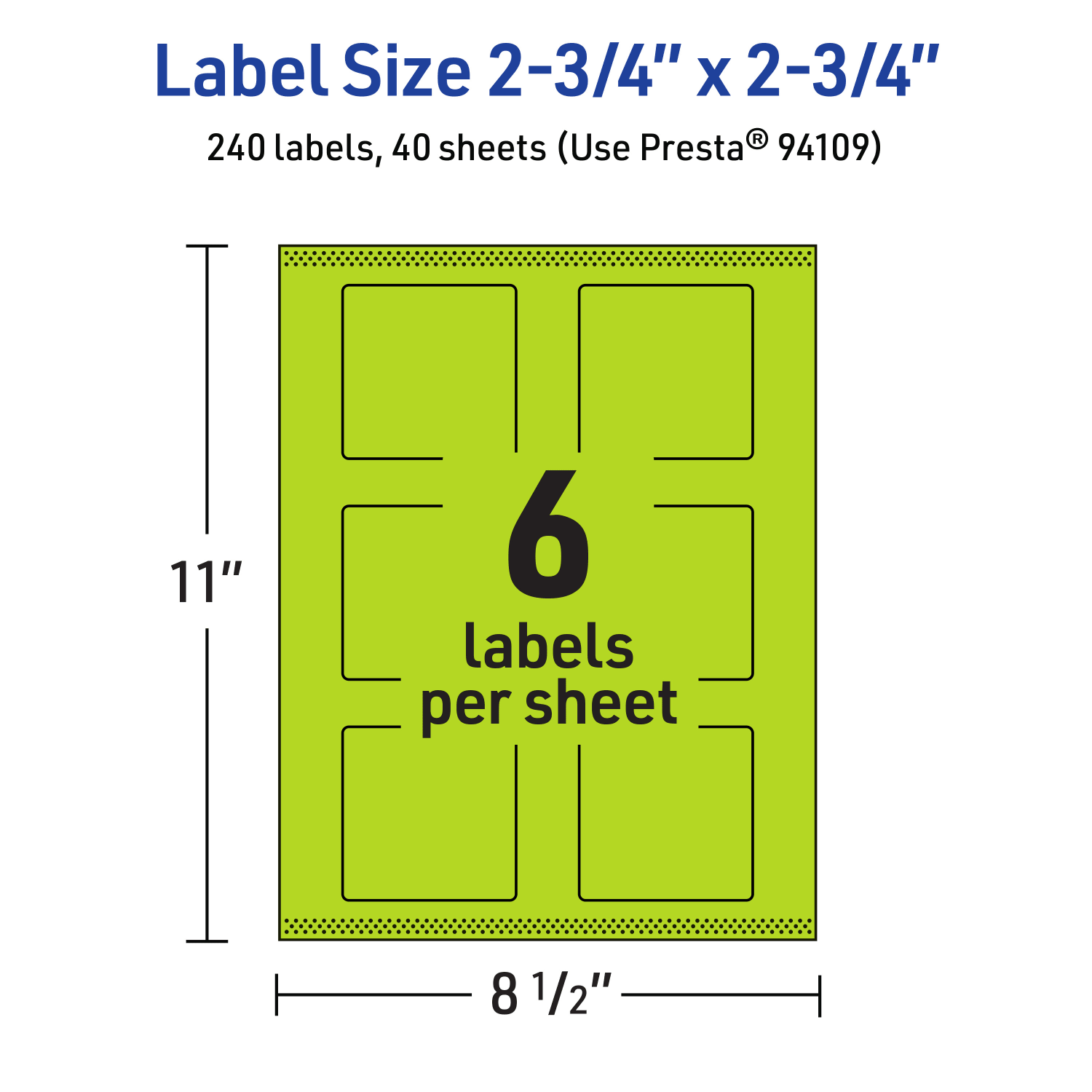 Avery Print-To-The-Edge Labels With Sure Feed Technology And Easy Peel, 94109-BGP40, Square, 2-3/4in x 2-3/4in, Matte Bright Green, Pack of 240 - Image 6